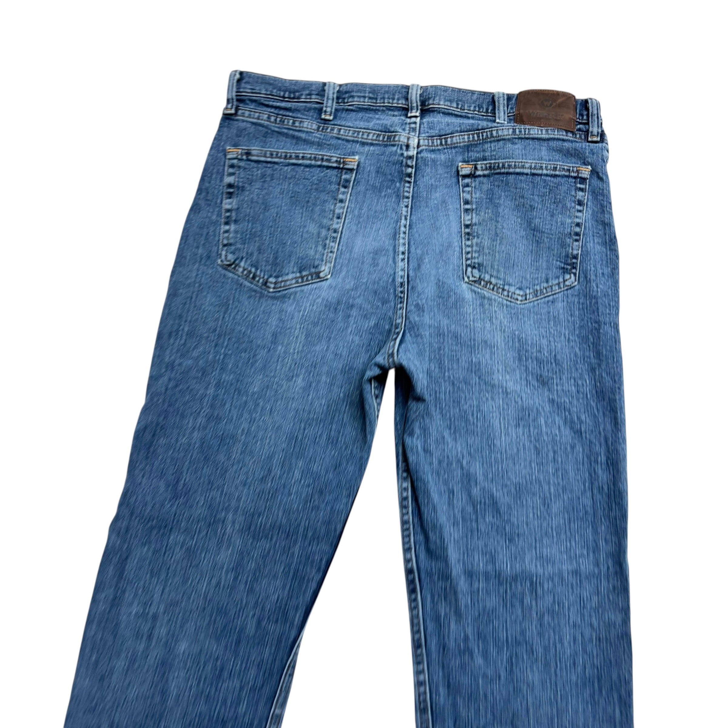 Wrangler Jeans W36 L32 Mens Mid Blue Regular Straight Fit Stretch Denim (E)