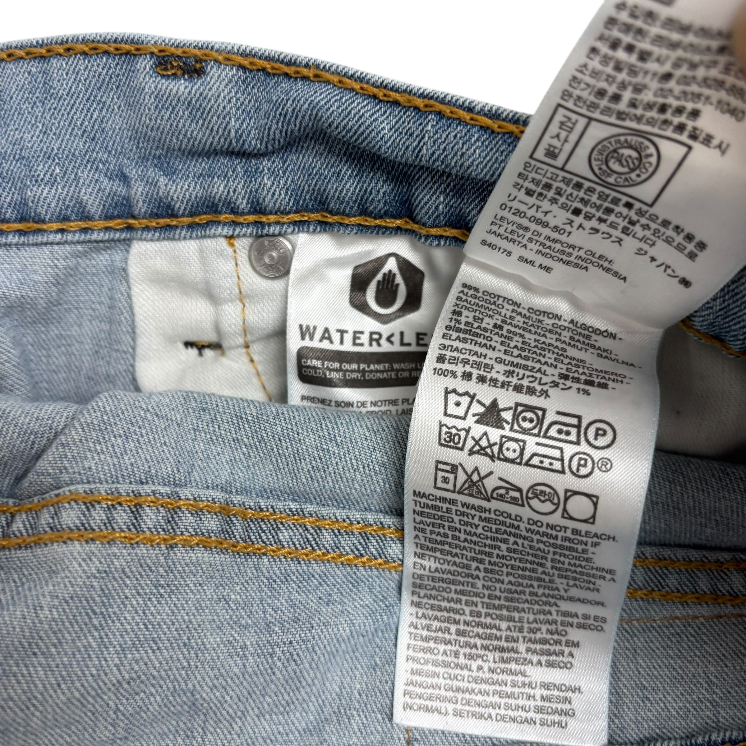 Levis 505 Jeans W36 L30 Mens Light Blue Regular Straight Fit Stretch Denim (E)