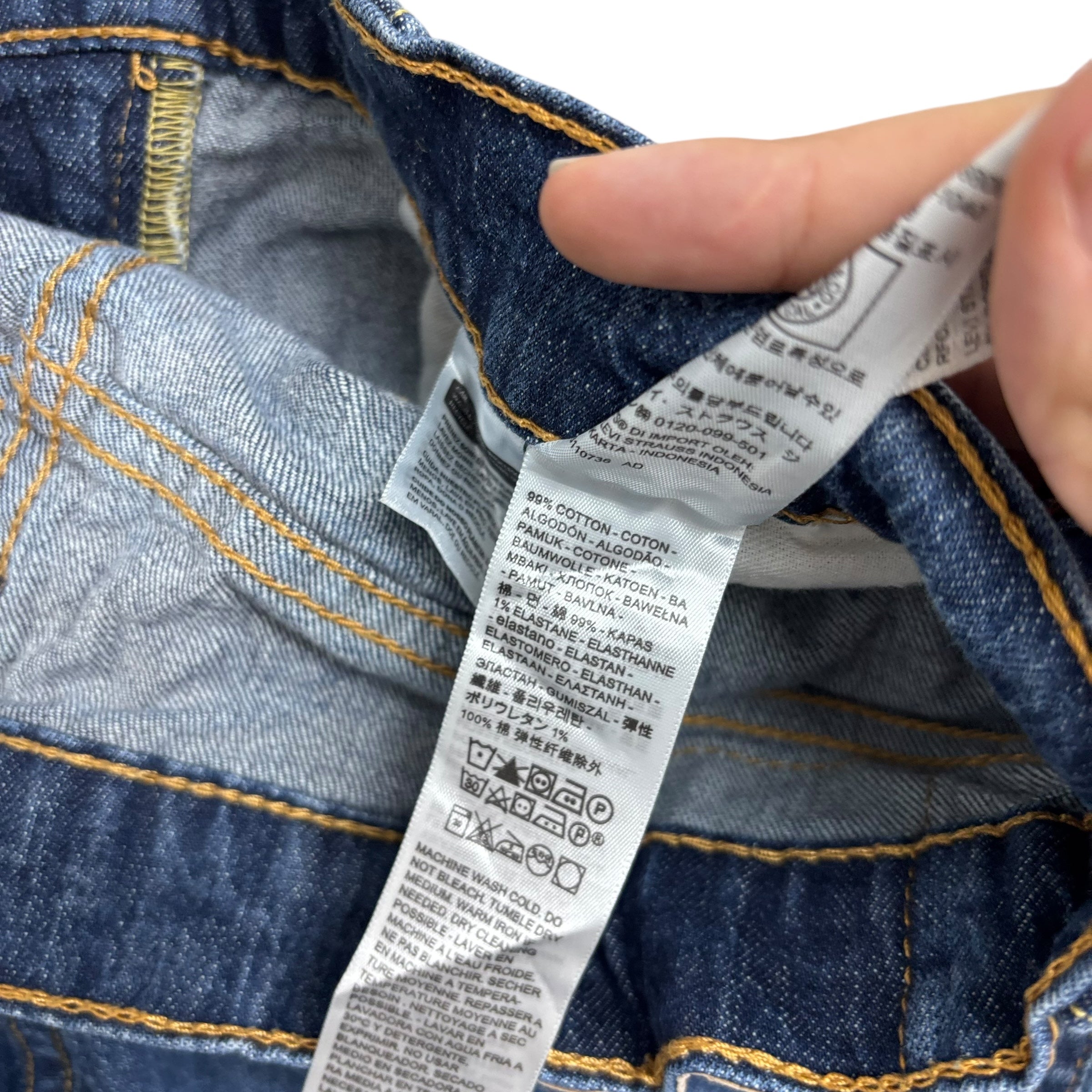 Levis 541 Jeans W33 L31 Mens Dark Blue Athletic Tapered Fit Stretch Denim (E)