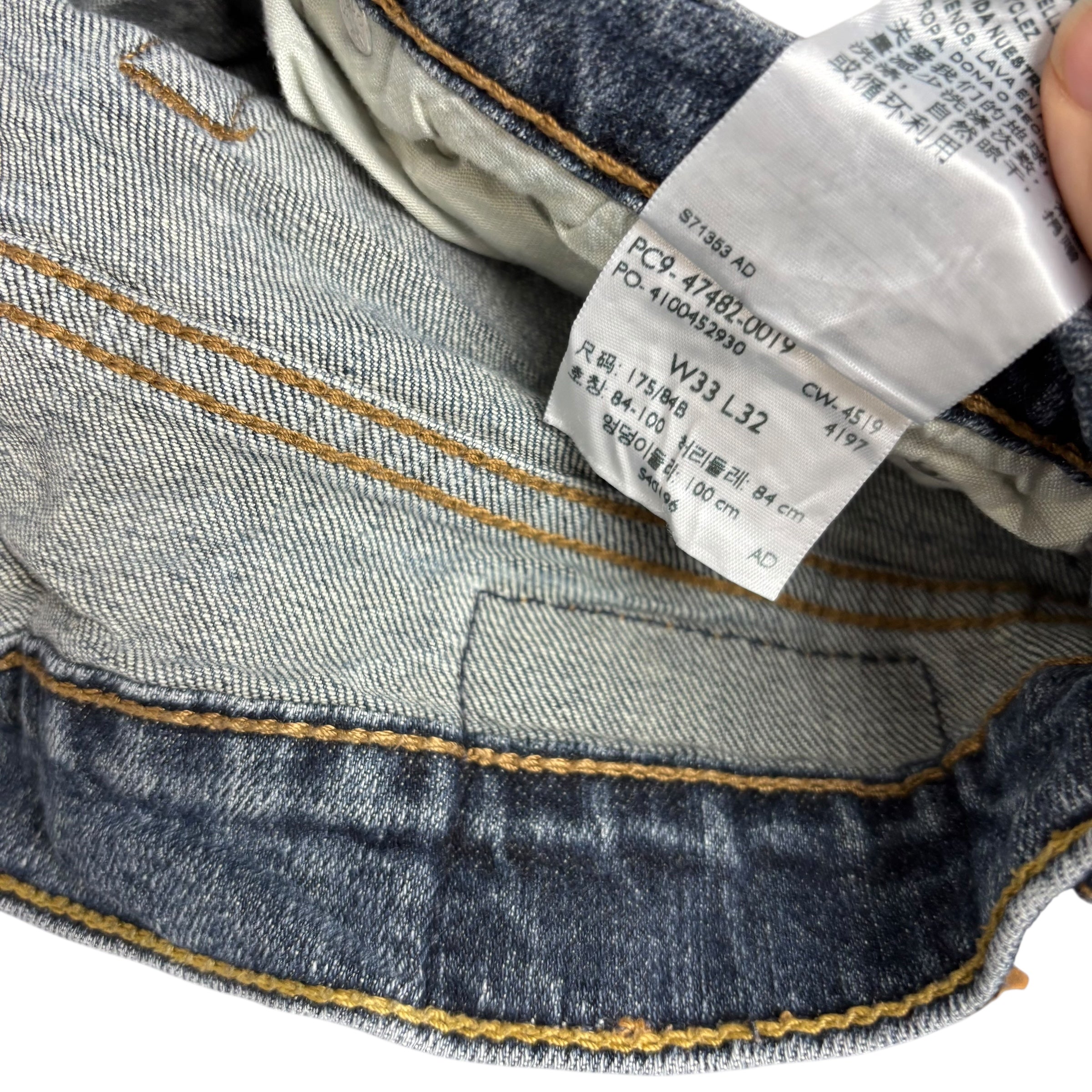 Levis Denizen Jeans W33 L32 Mens Mid Blue Regular Straight Fit Stretch Denim (E)