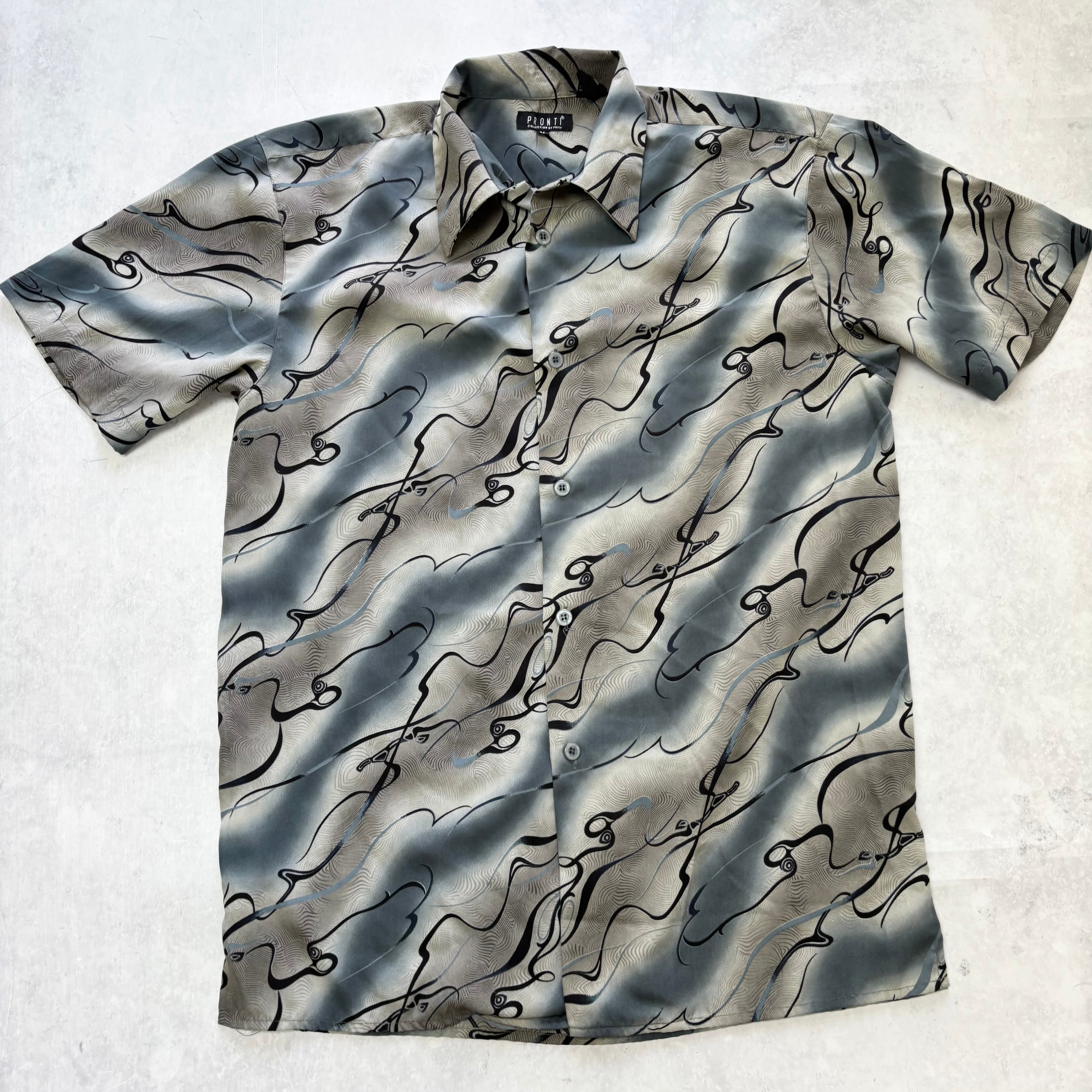 Funky Shirt Mens Medium Abstract Short Sleeve Polyester (E)