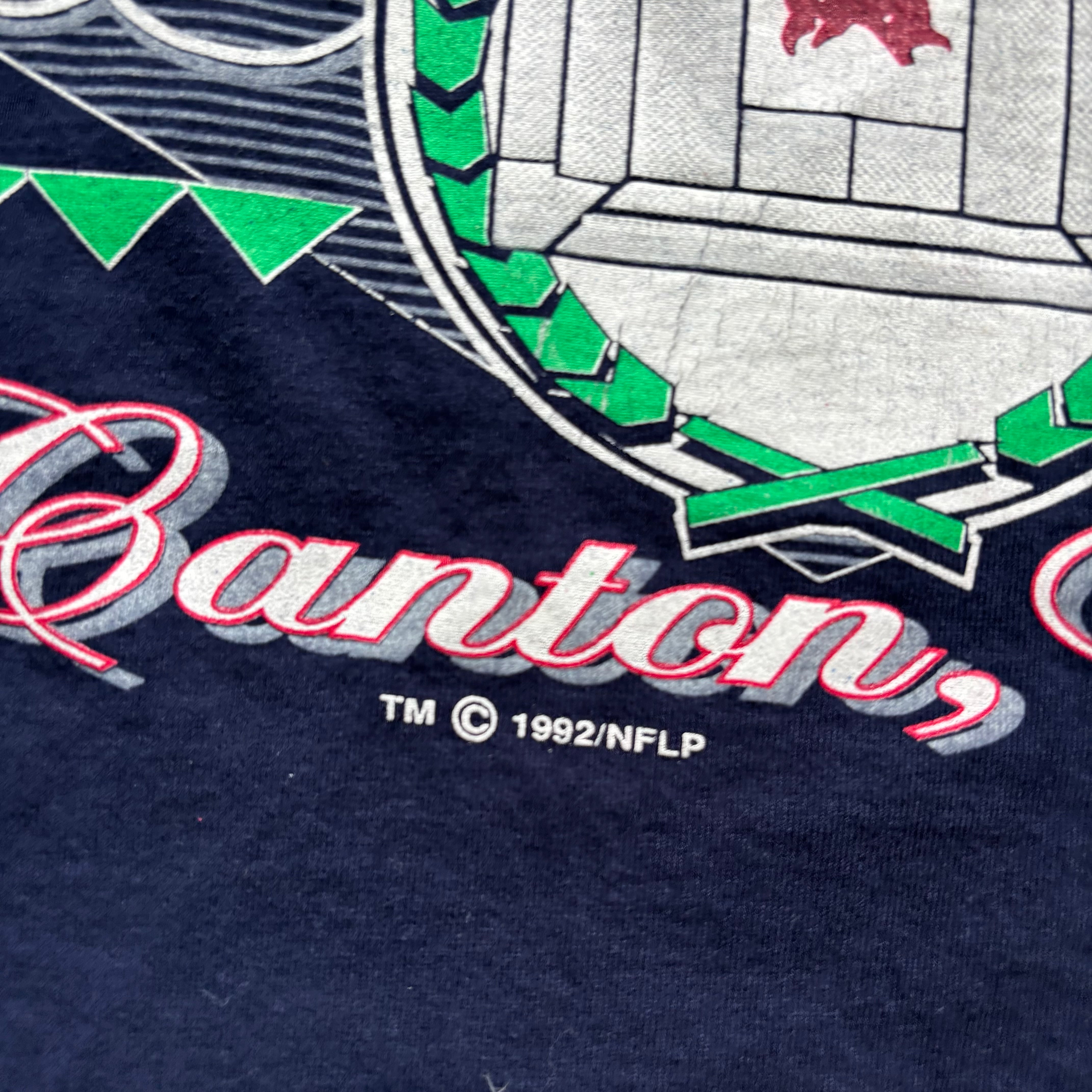 Vintage T Shirt Mens Small Navy Single Stitch Graphic Print 90s NFL (E)