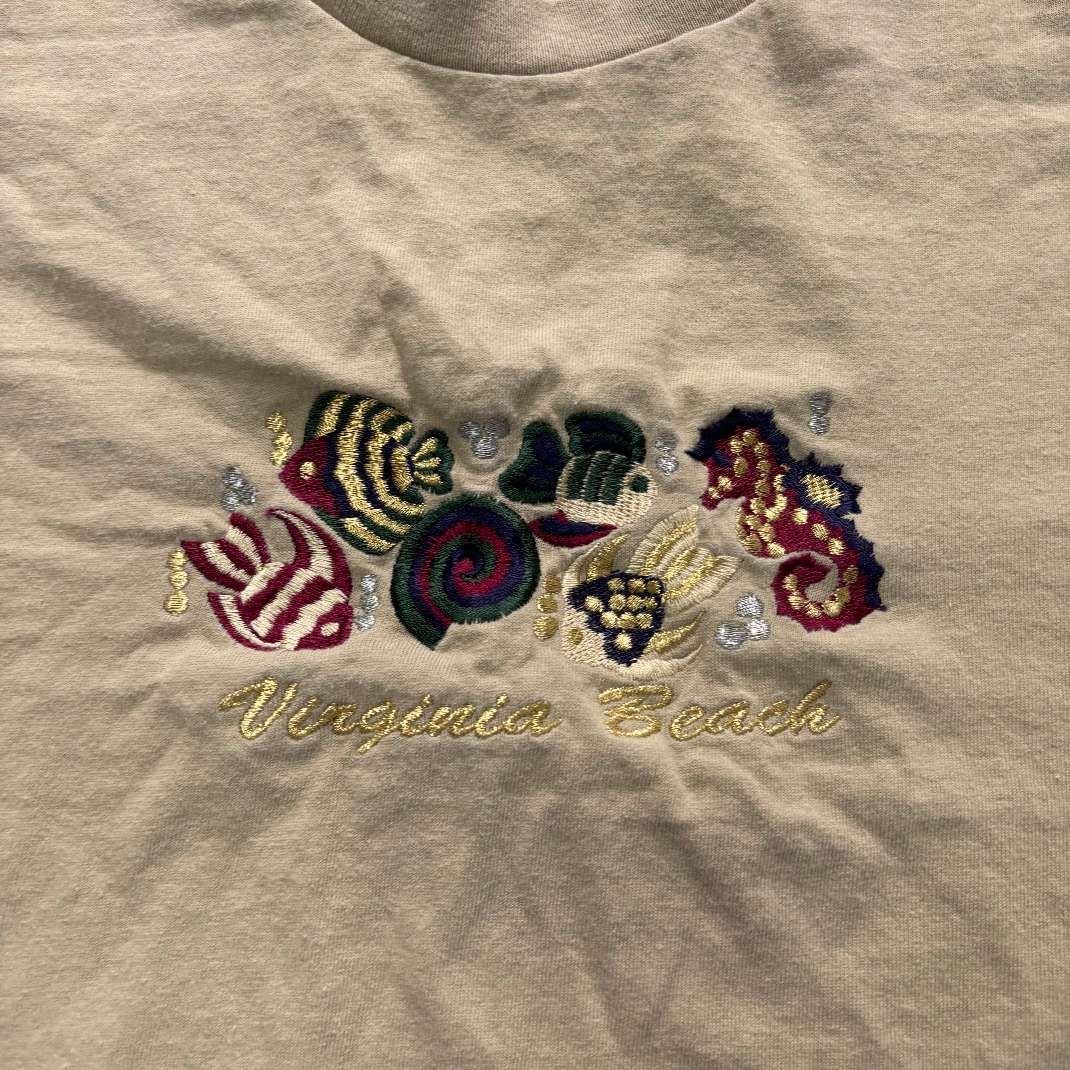 Vintage T Shirt Mens Medium Beige Single Stitch Graphic Print 90s Tourist (E)