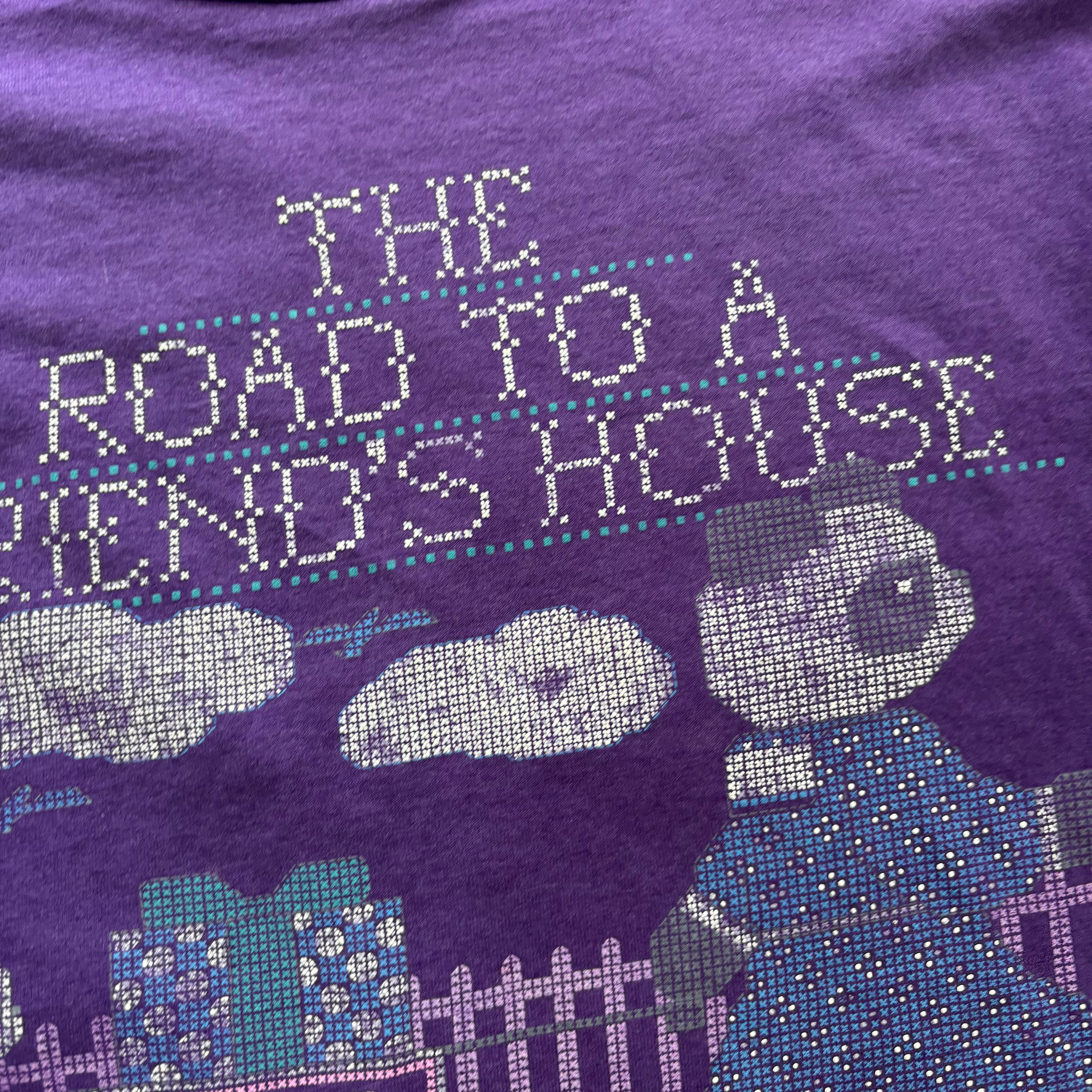 Vintage T Shirt Mens Large Purple Single Stitch Graphic Print 90s USA (E)