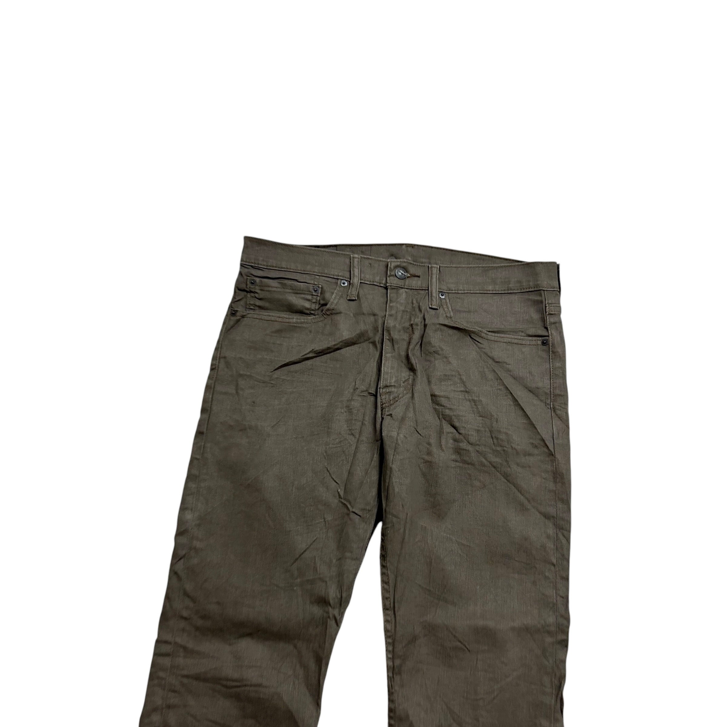 Levis 512 Jeans W34 L30 Mens Olive Green Waxed Slim Tapered Fit Stretch Denim (E)