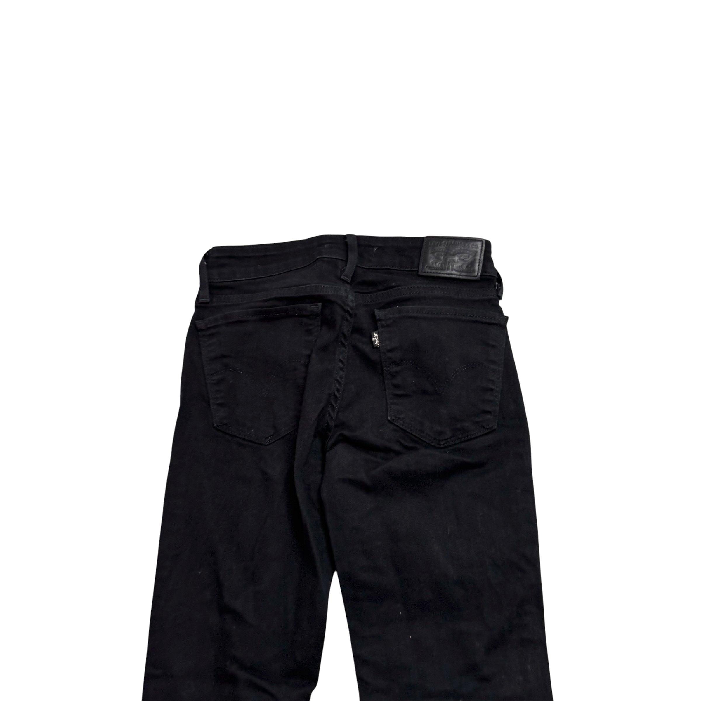 Levis 711 Jeans W24 L32 Womens Skinny Fit Black Stretch Denim (E)