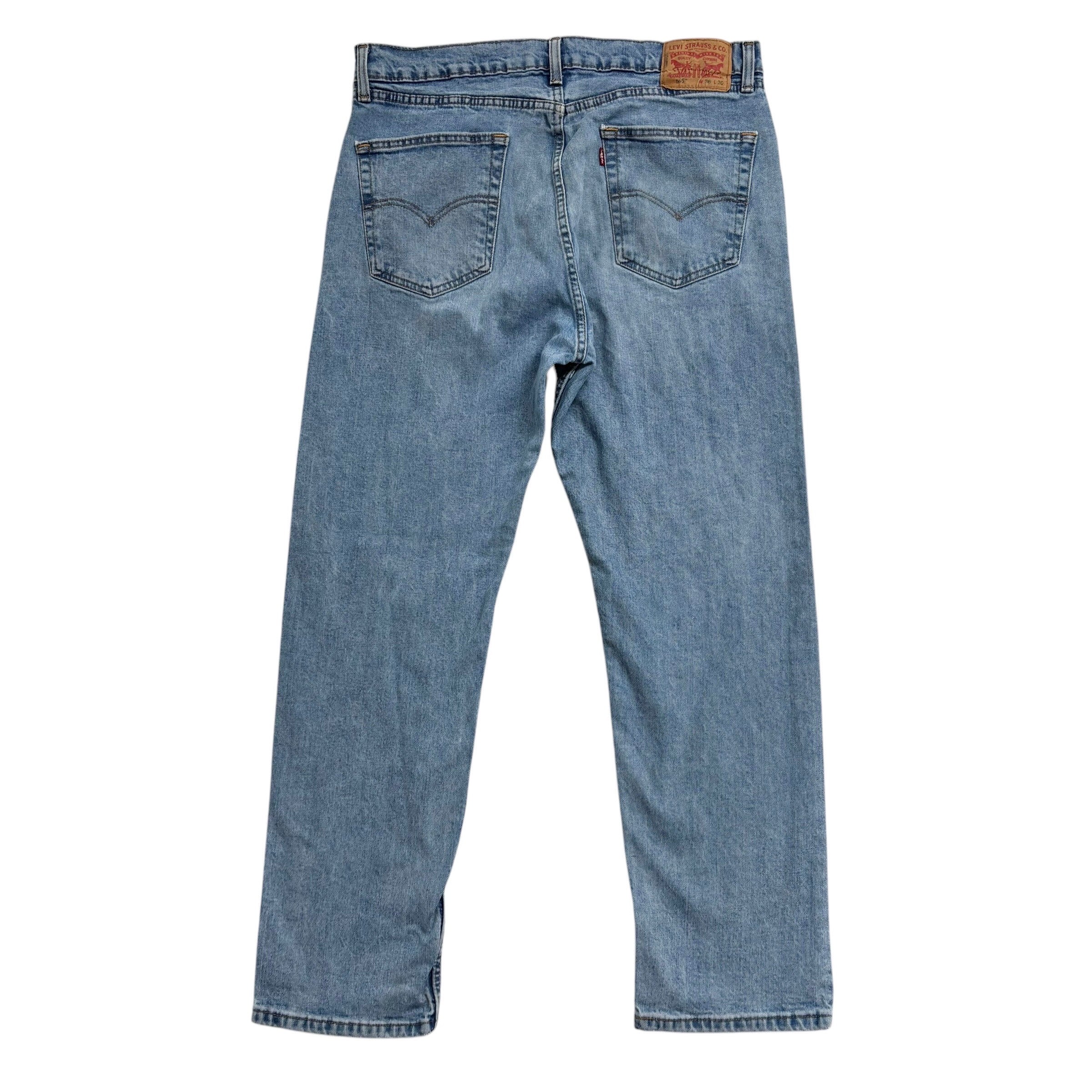 Levis 505 Jeans W36 L30 Mens Light Blue Regular Straight Fit Stretch Denim (E)
