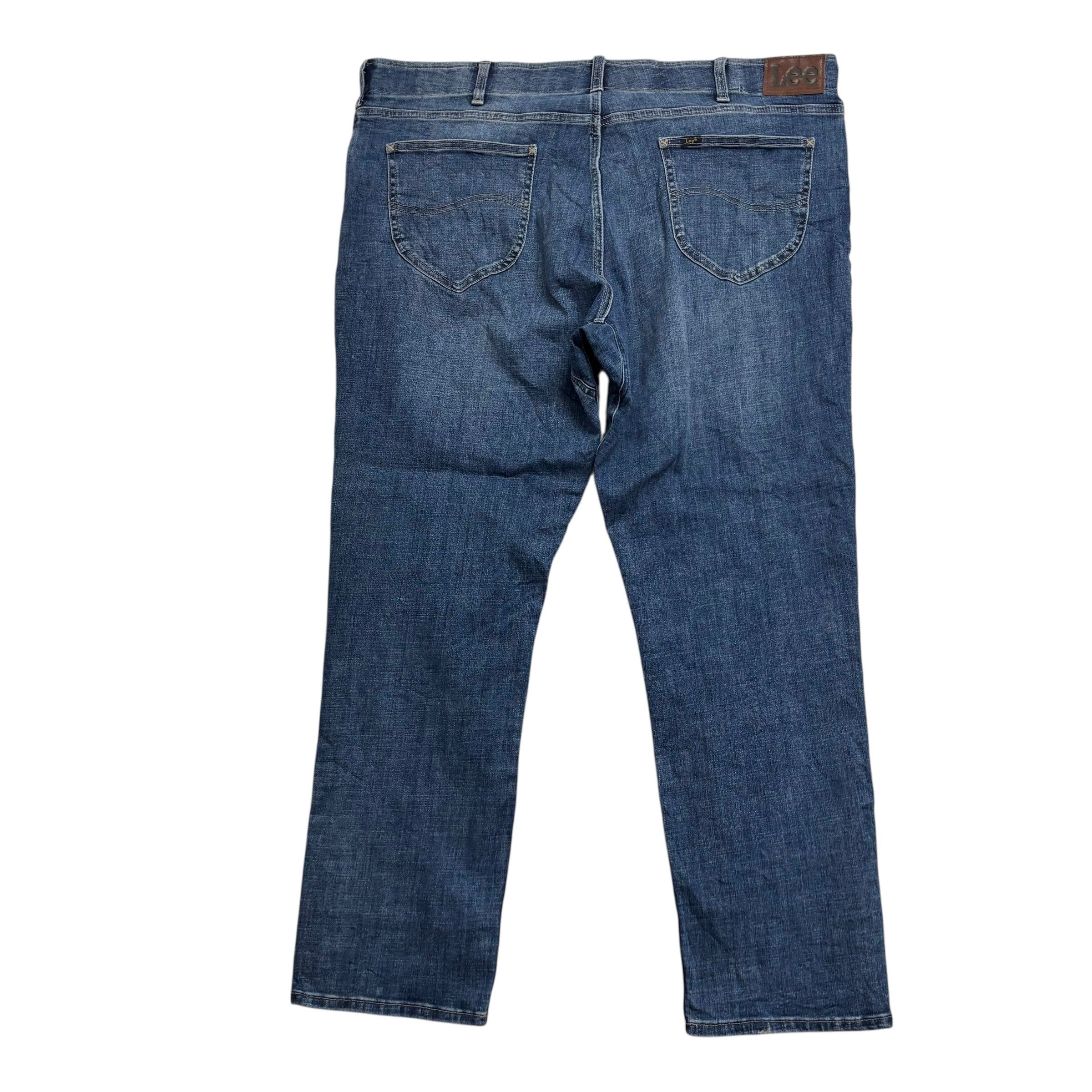 Lee Jeans W44 L32 Mens Regular Tapered Fit Mid Blue Stretch Denim (E)