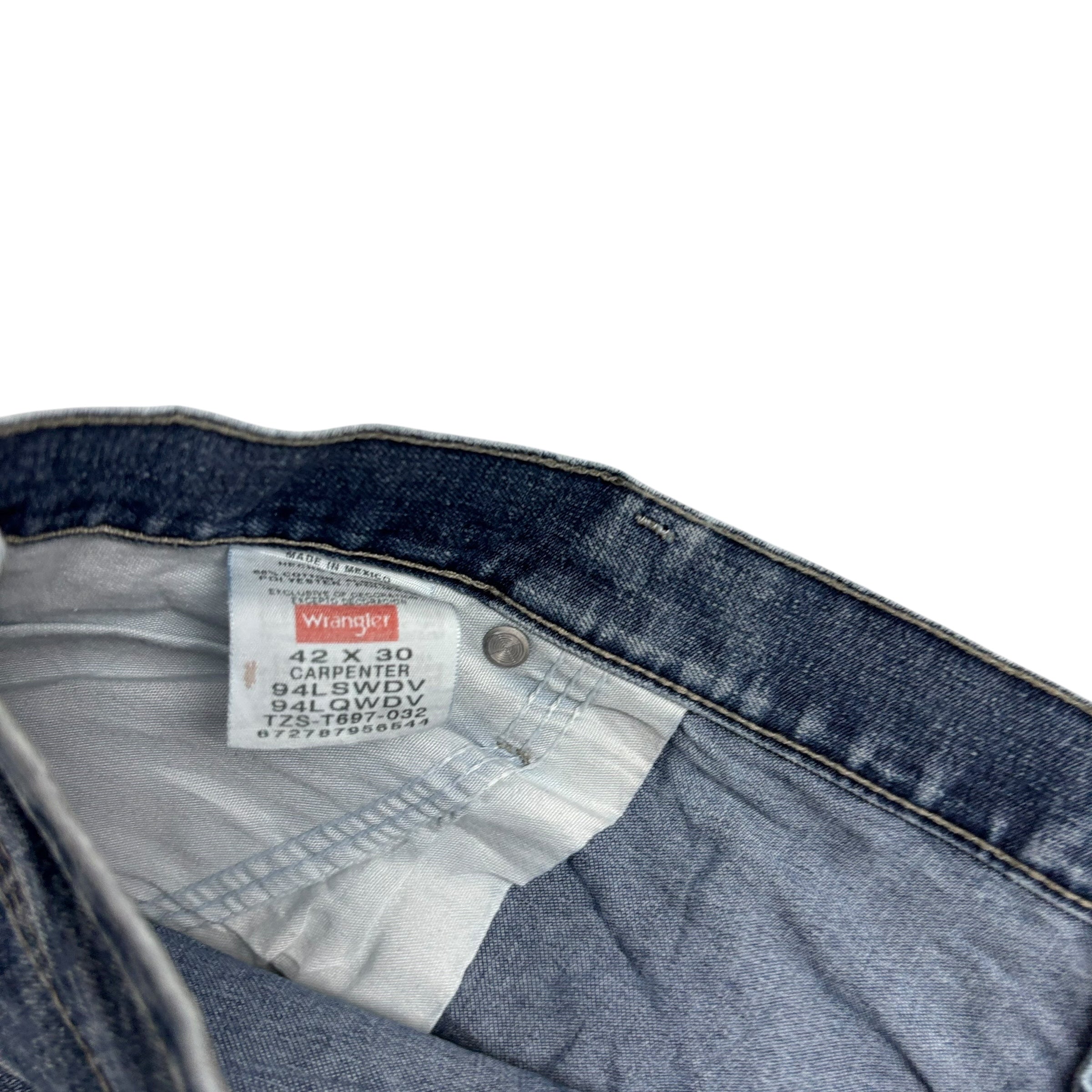 Wrangler Carpenter Jeans W42 L30 Mens Mid Blue Relaxed Straight Fit Denim (F)