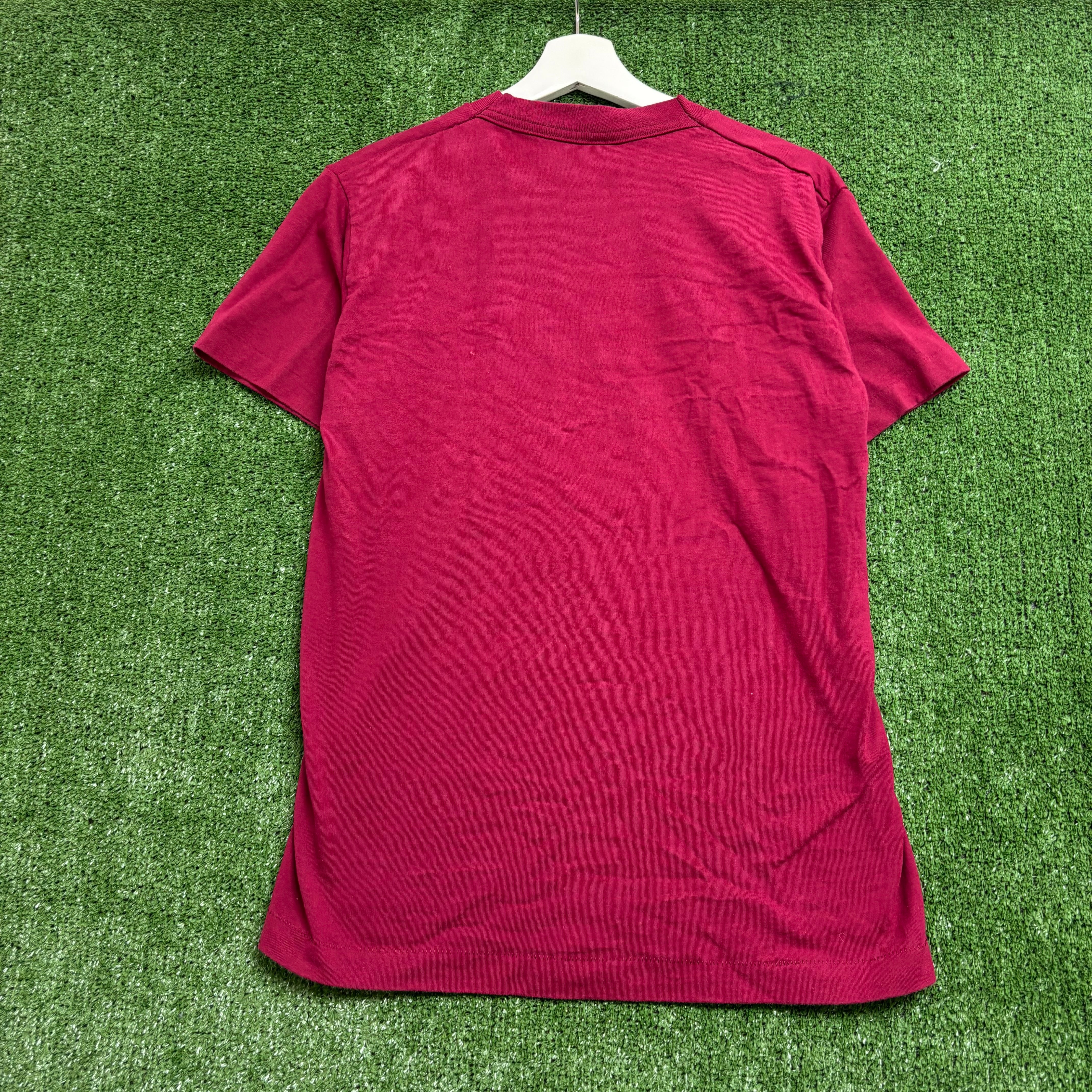 Vintage T Shirt Mens Small Burgundy Single Stitch Graphic Print 90s Karate (E)