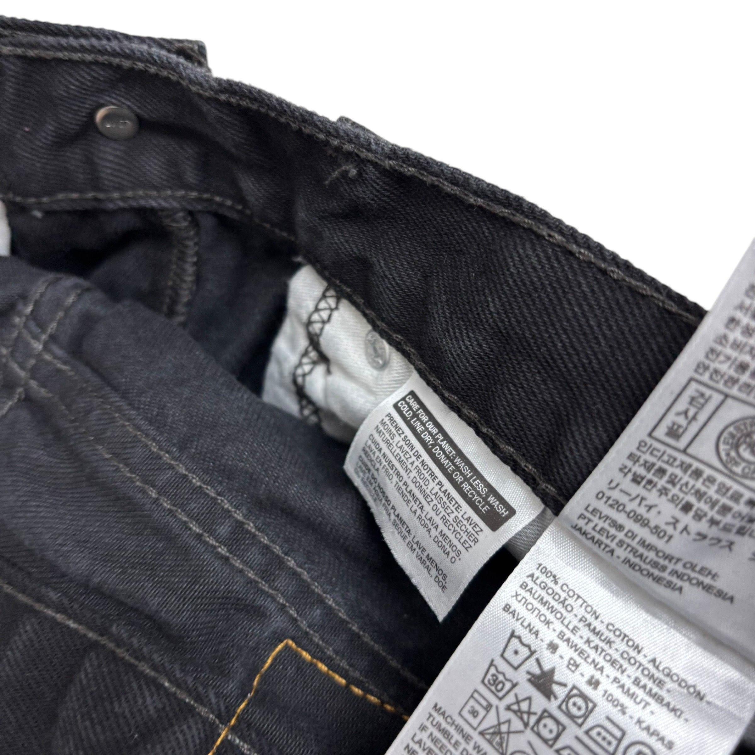 Levis 505 Jeans W34 L31 Mens Black Regular Straight Fit Denim (E)