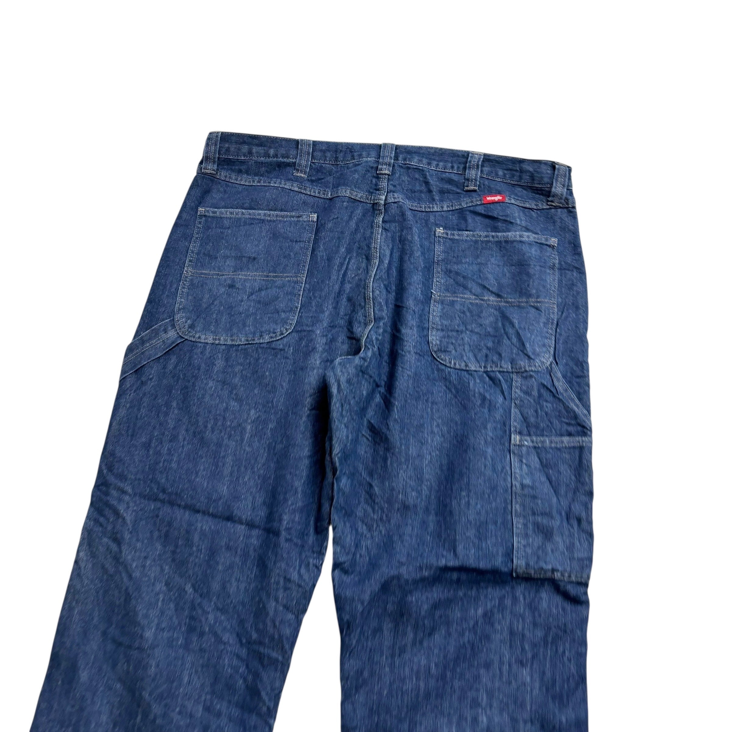 Wrangler Carpenter Jeans W40 L30 Mens Dark Blue Relaxed Straight Fit Denim (E)