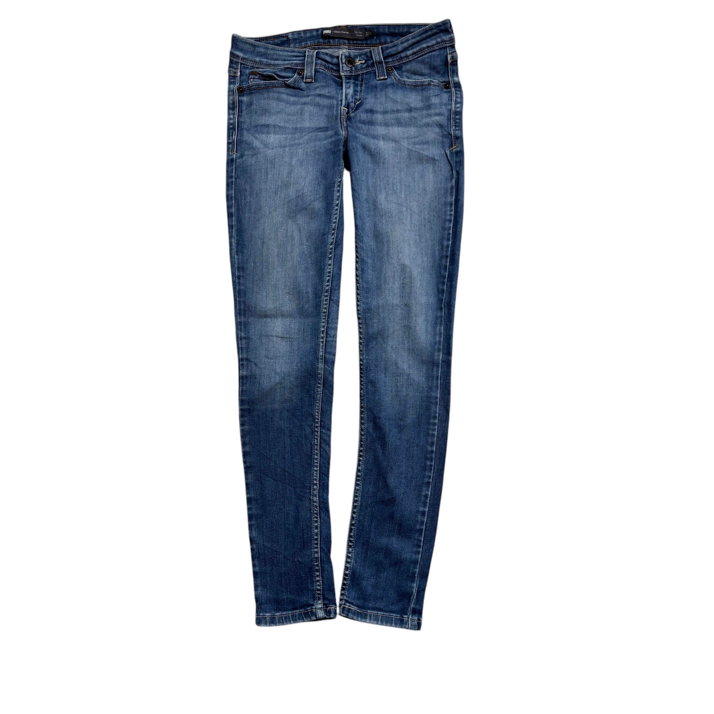 Levis Demi Curve Jeans W25 L30 Womens Mid Blue Low Skinny Fit Stretch Denim (E)