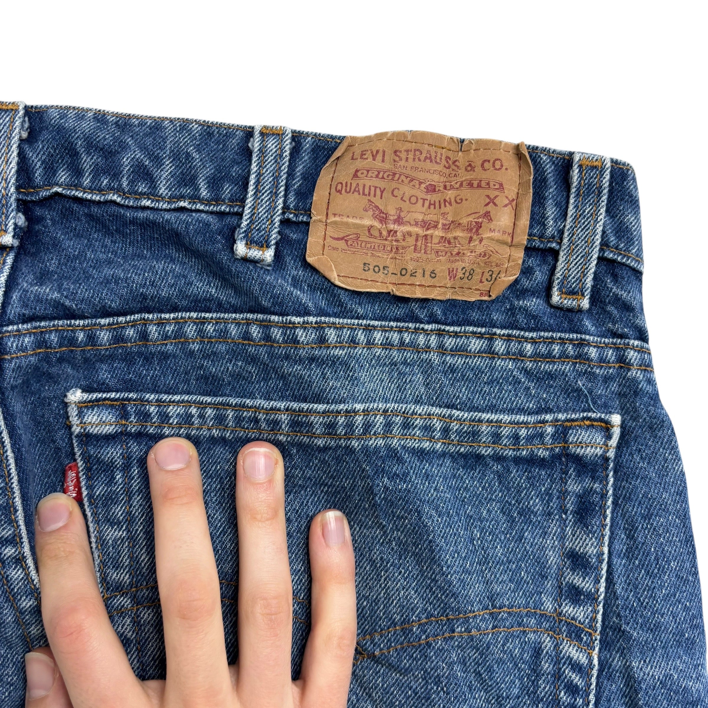 Levis 505 Jeans W36 L34 Mens Mid Blue Regular Straight Made In USA Vintage 80s