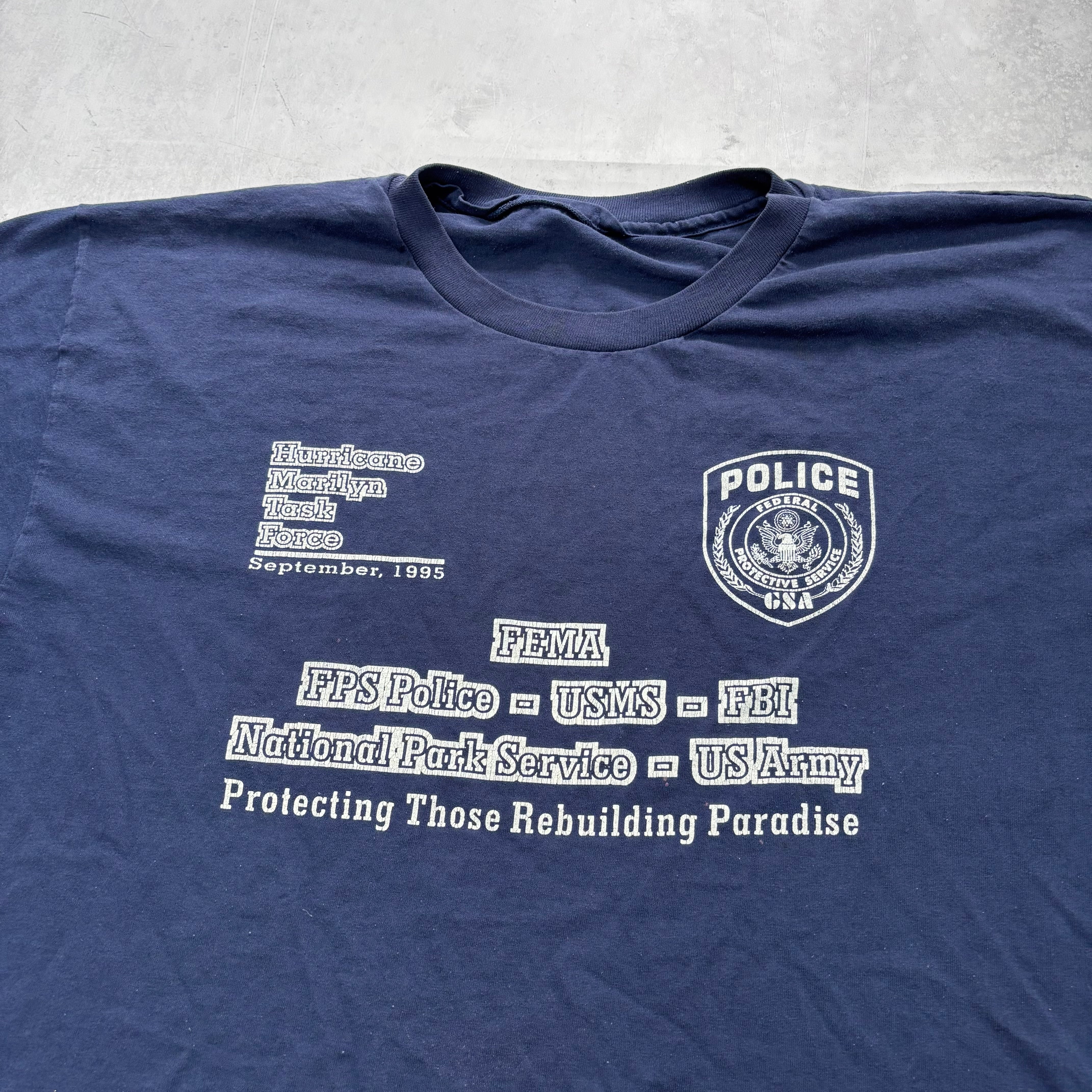 Vintage T Shirt Mens XL Navy Single Stitch Graphic Print 90s Boxy Fit