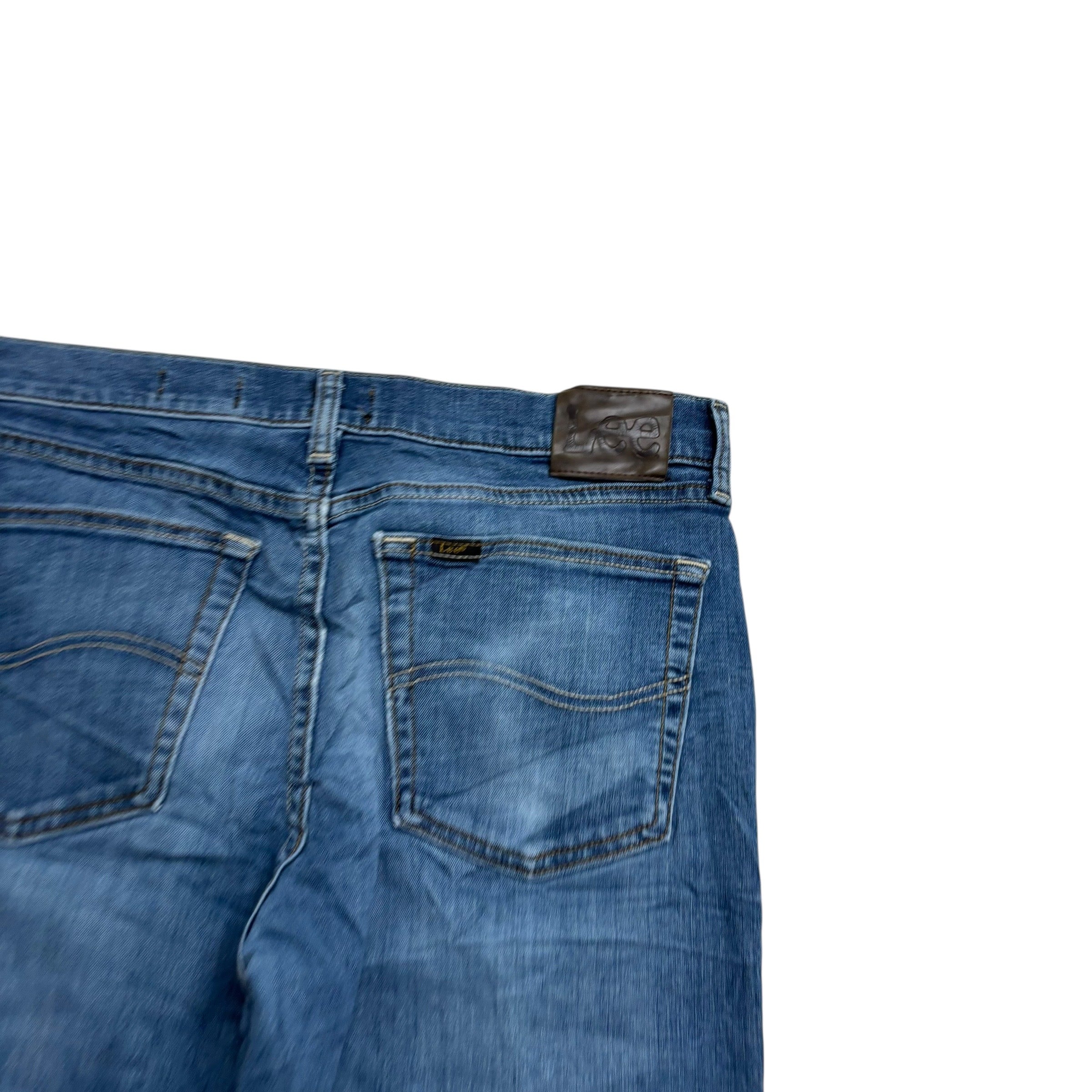 Lee Jeans W32 L32 Mens Mid Blue Slim Straight Classic Fit Stretch Denim
