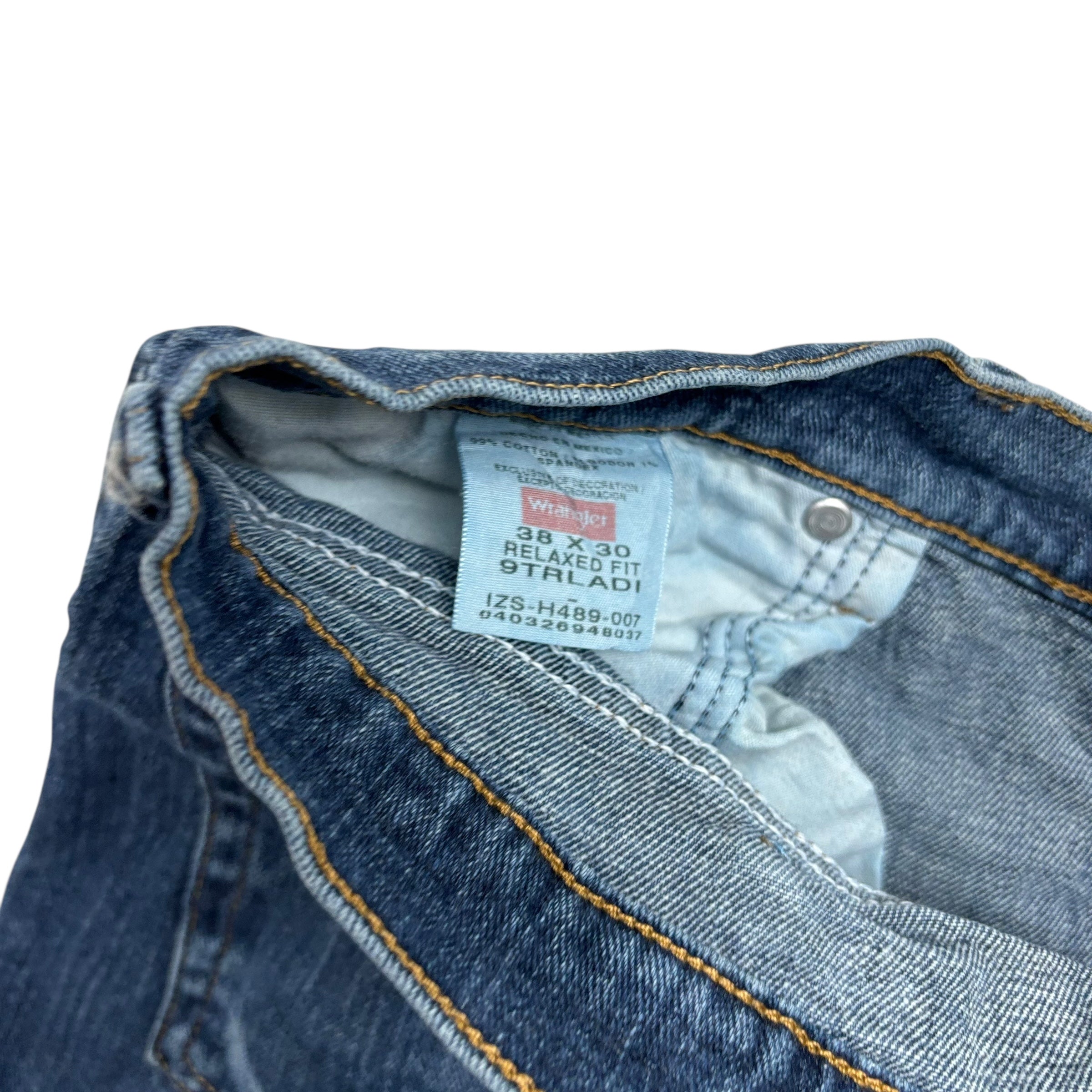 Wrangler Jeans W38 L30 Mens Dark Blue Relaxed Straight Fit Stretch Denim