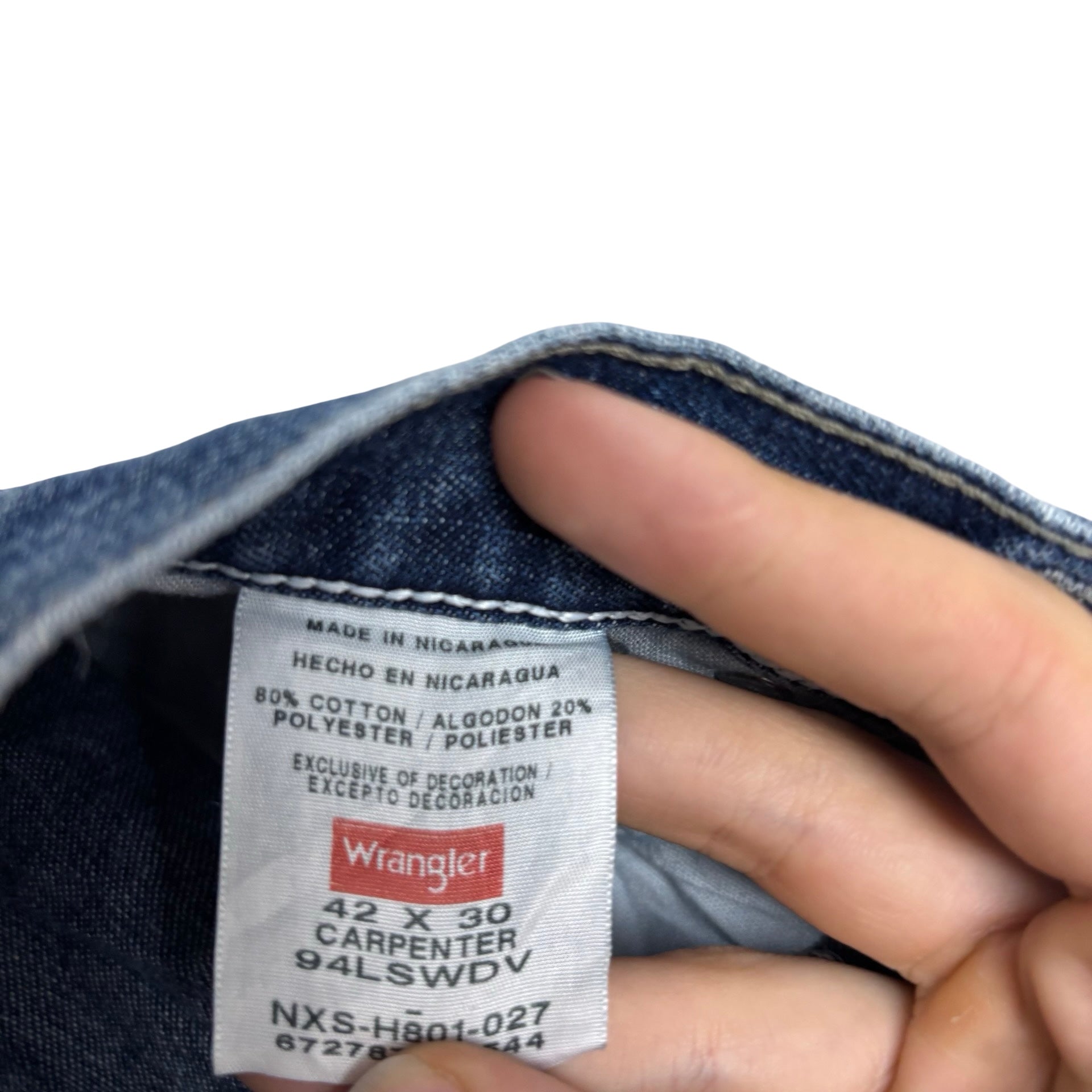 Wrangler Carpenter Jeans W42 L30 Mens Mid Blue Baggy Relaxed Fit Denim (E)