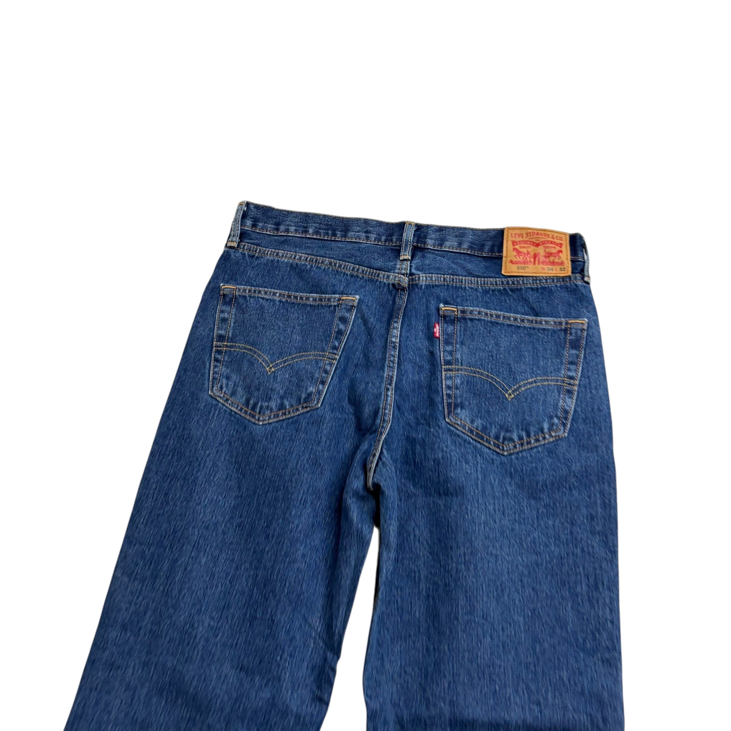 Levis 550 Jeans W34 L32 Mens Mid Blue Baggy Relaxed Straight Fit Denim (E)