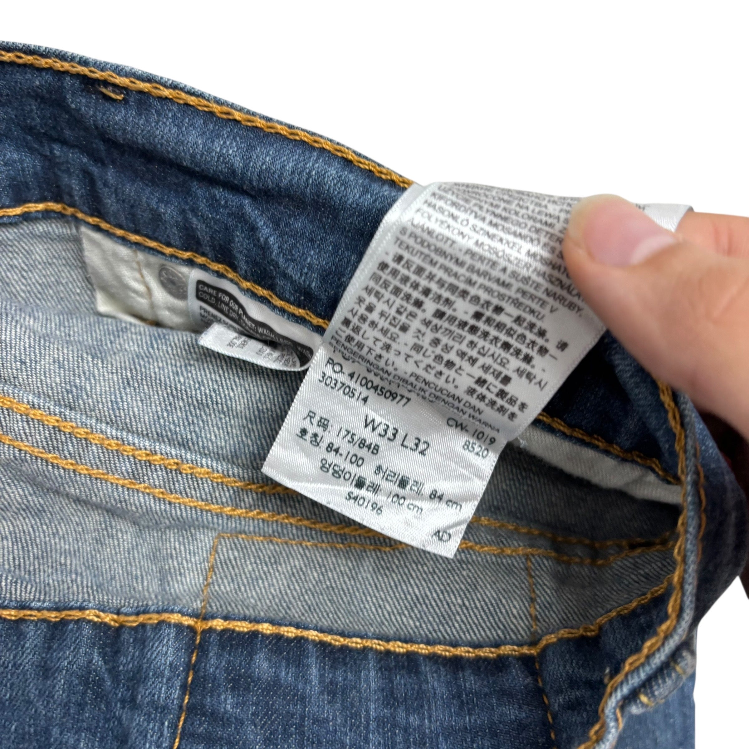 Levis 514 Jeans W33 L32 Mens Dark Blue Regular Straight Fit Stretch Denim (E)