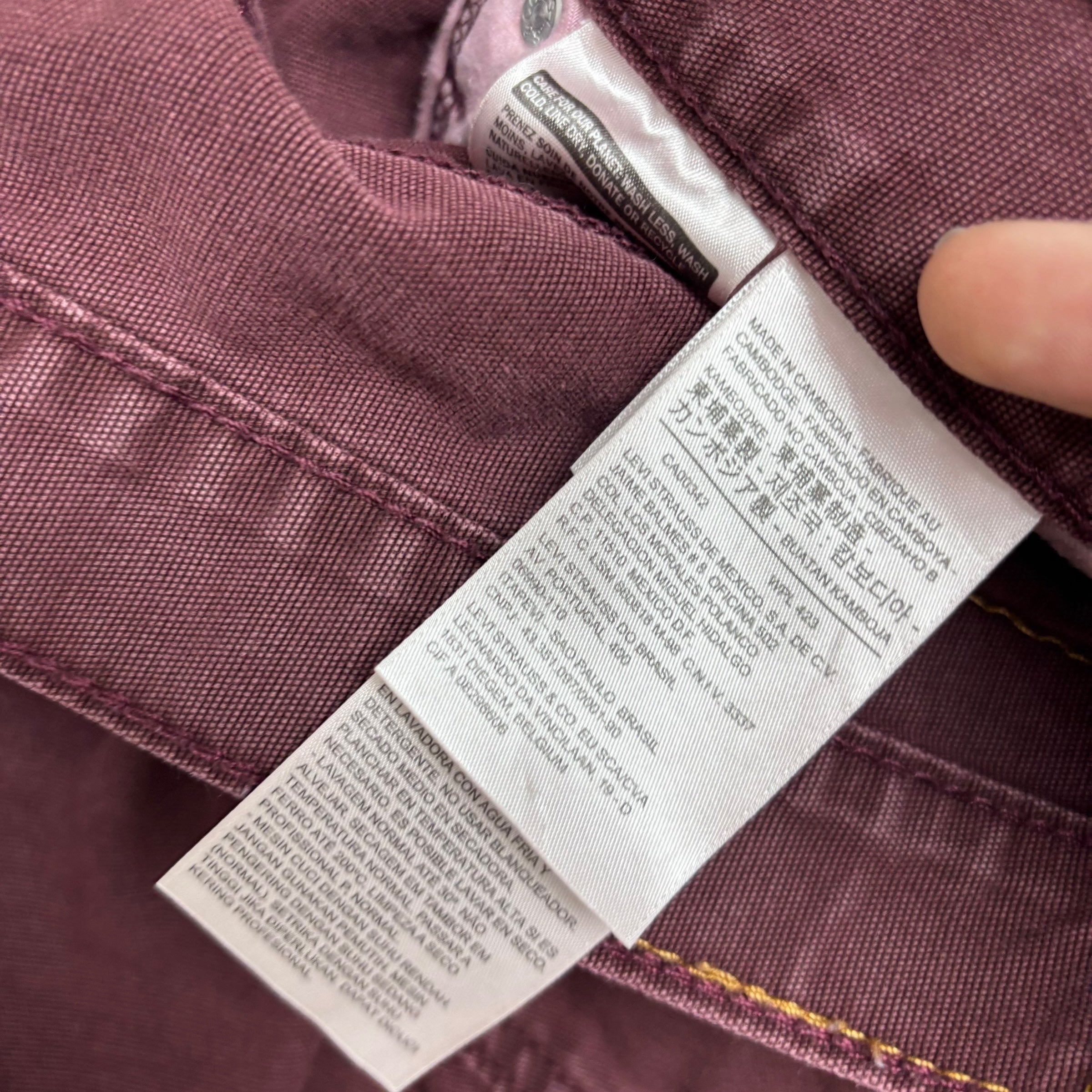 Levis 514 Trousers W34 L34 Mens Burgundy Regular Straight Fit Pants (E)