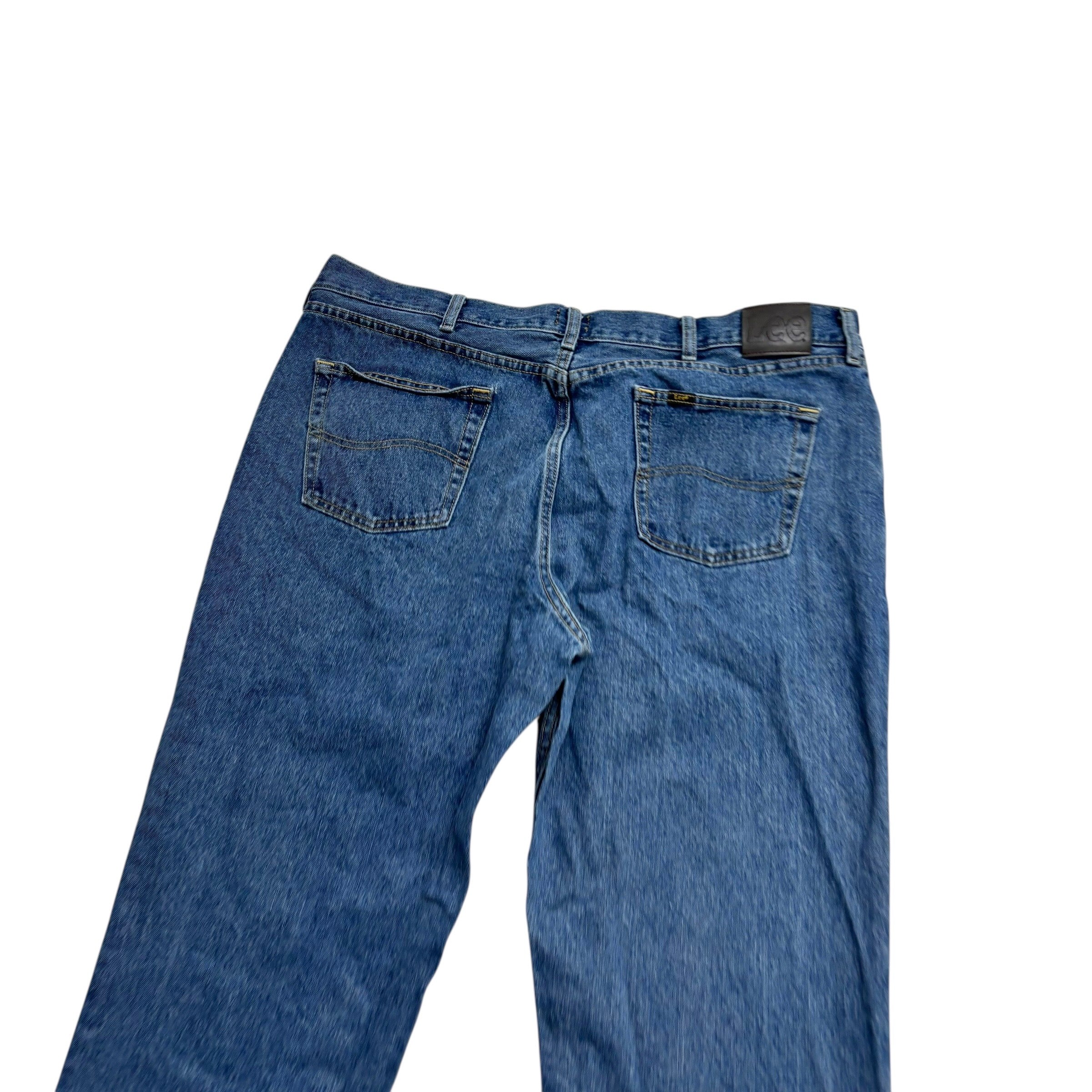 Lee Jeans W42 L32 Mens Mid Blue Relaxed Straight Fit Denim (E)