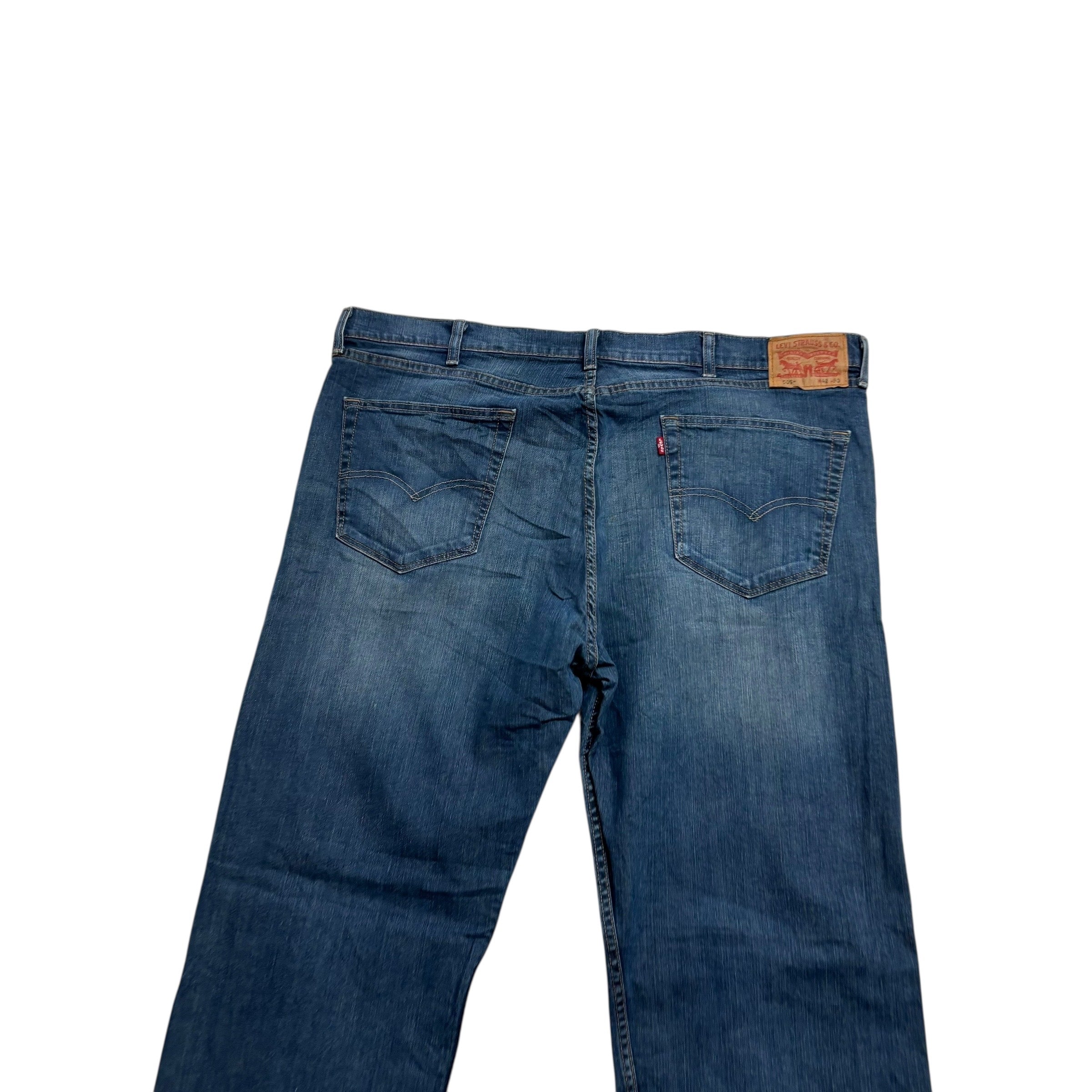 Levis 505 Jeans W42 L30 Mens Dark Blue Regular Straight Fit Stretch Denim (E)