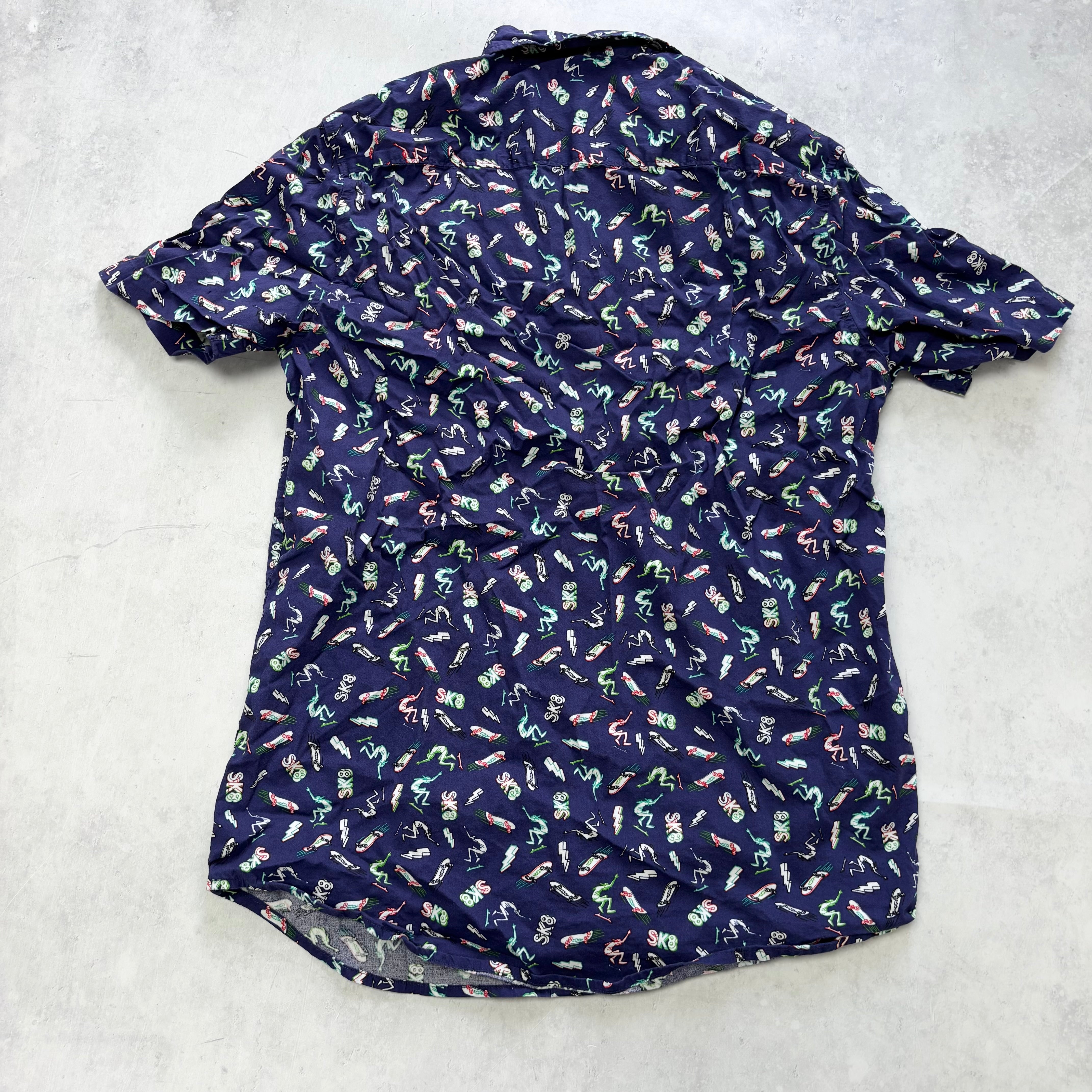 Hawaiian Shirt Mens Small Navy Blue Floral Aloha Short Sleeve Rayon (E)