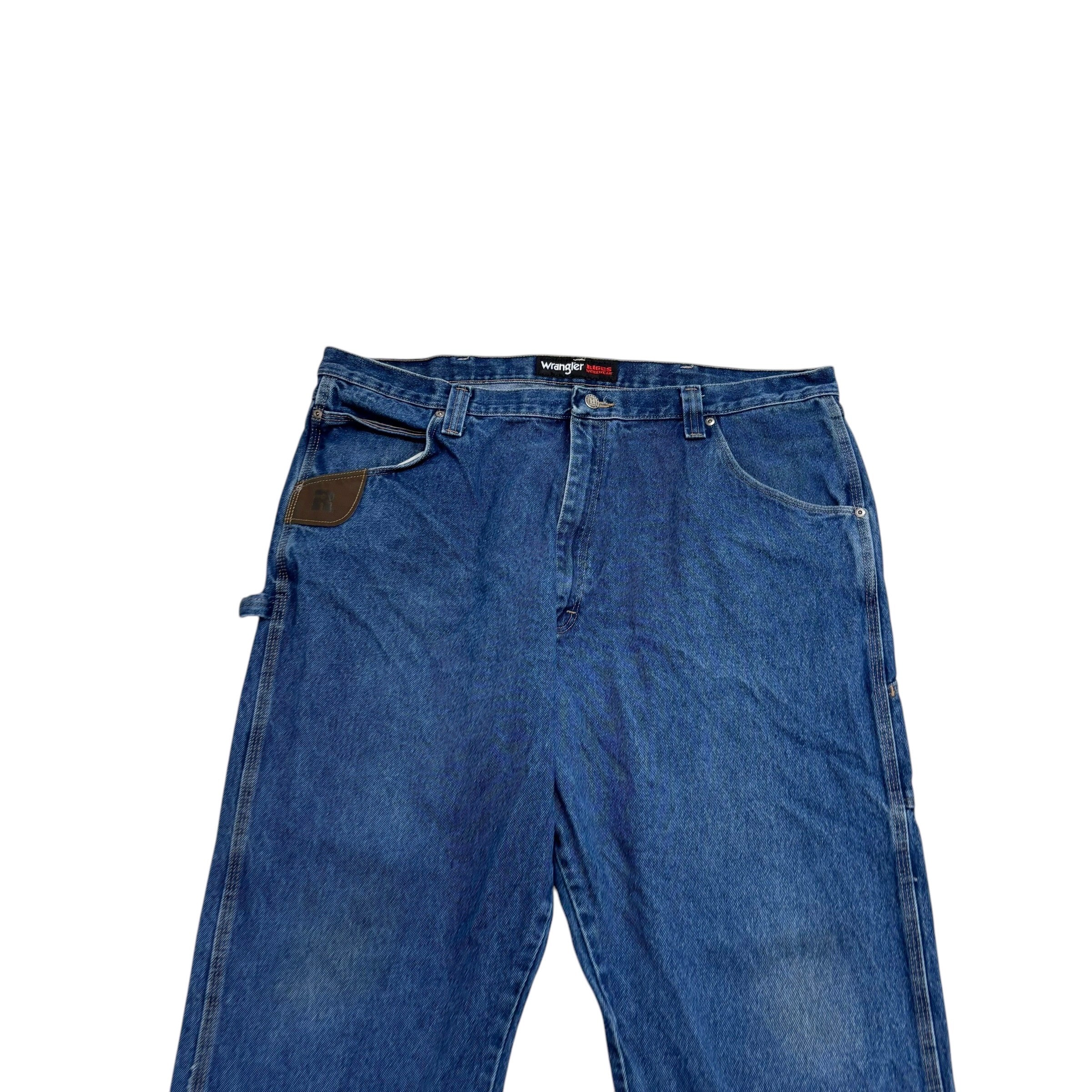 Wrangler Carpenter Jeans W42 L30 Mens Mid Blue Baggy Relaxed Straight Fit Denim