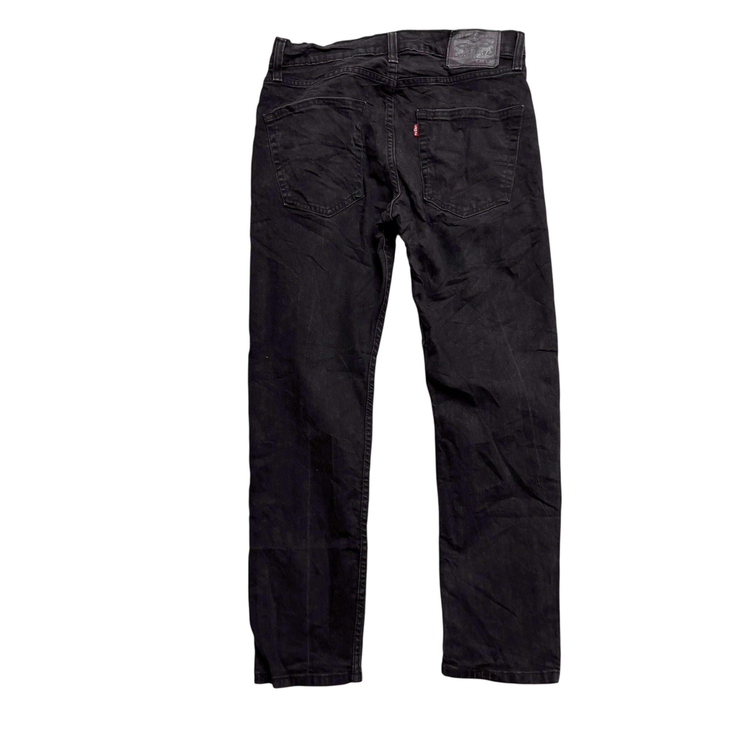 Levis 502 Jeans W32 L29 Mens Black Regular Tapered Fit Stretch Denim (E)