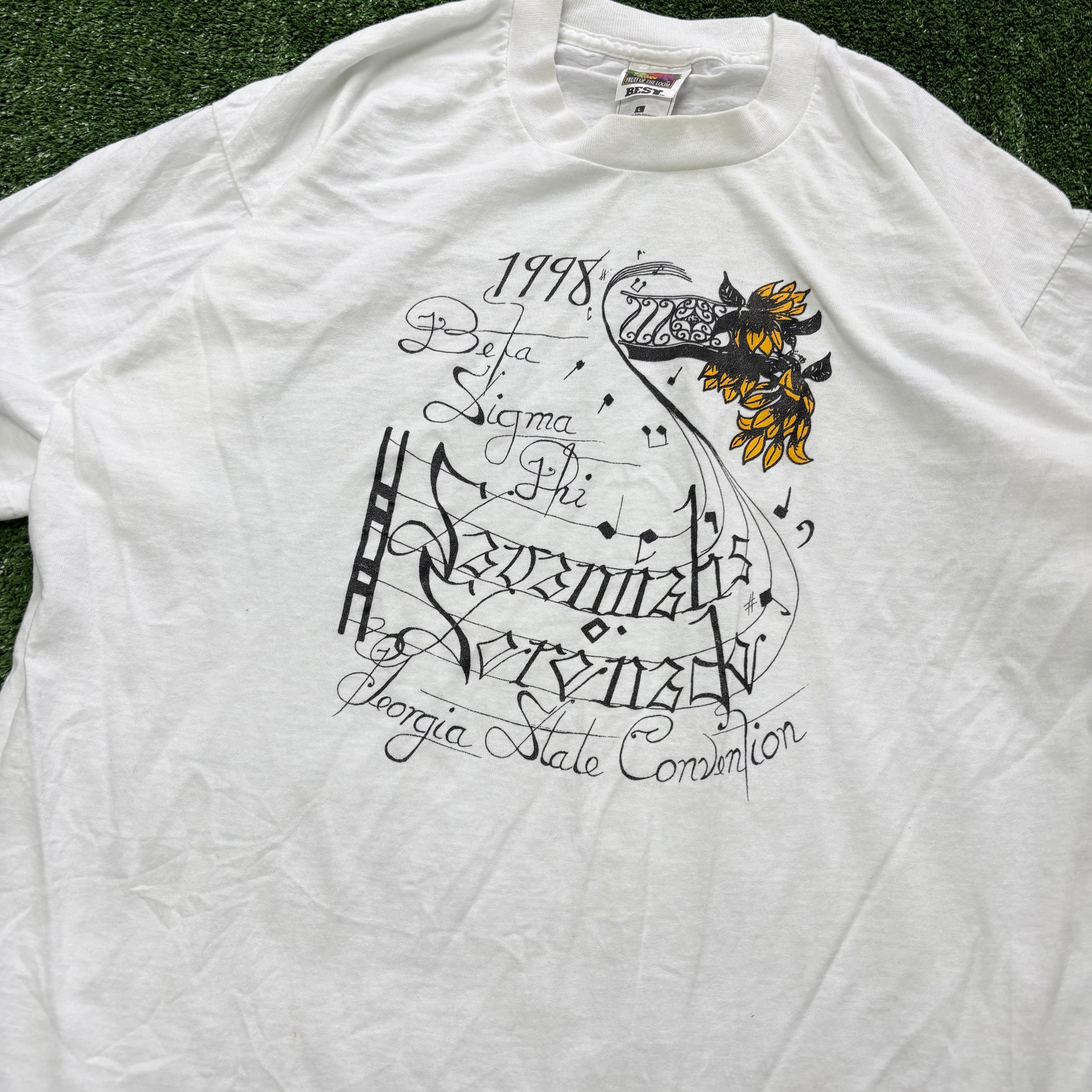 Vintage T Shirt Mens Large White Single Stitch Graphic Print 90s USA Music