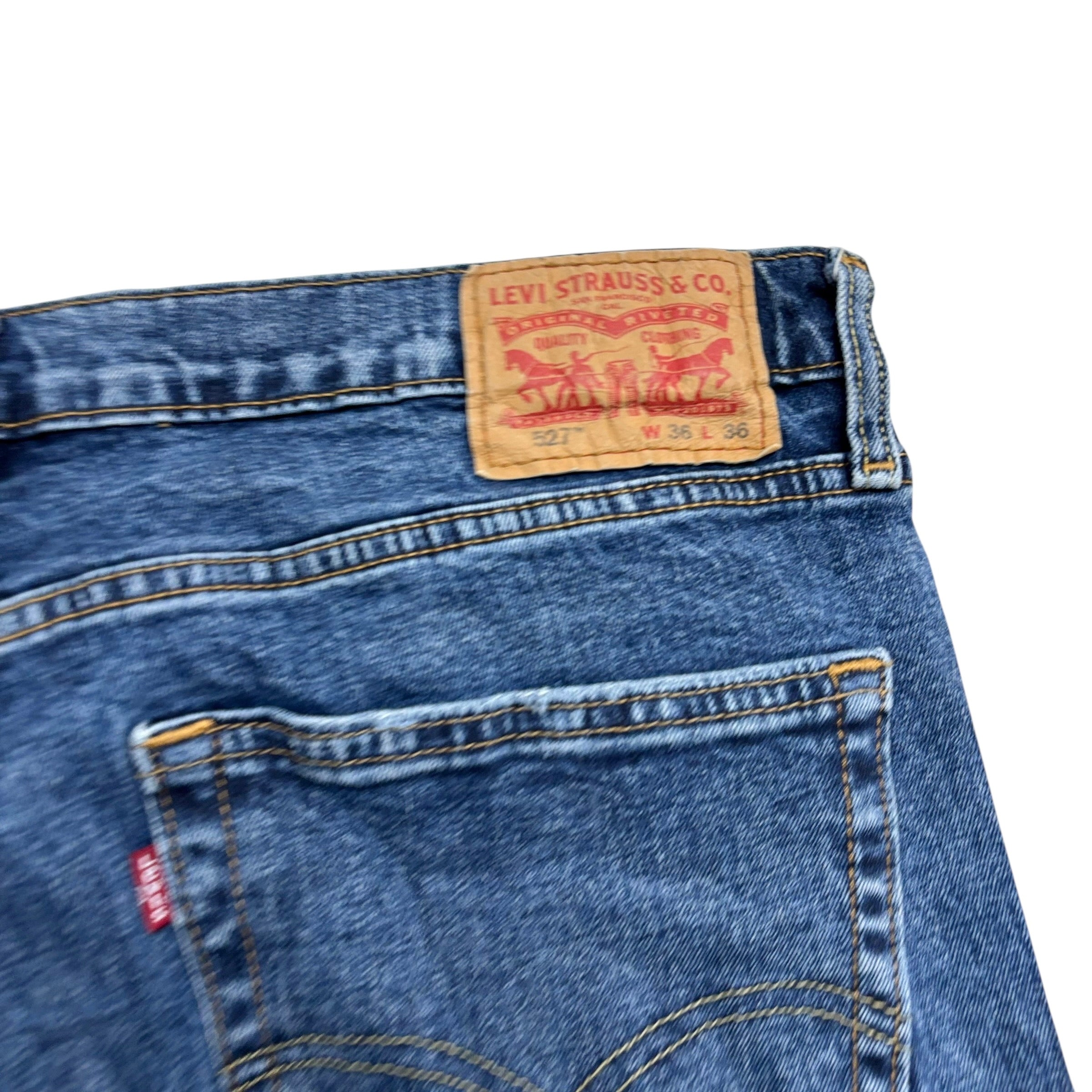 Levis 527 Jeans W36 L36 Mens Mid Blue Slim Bootcut Fit Stretch Denim (E)