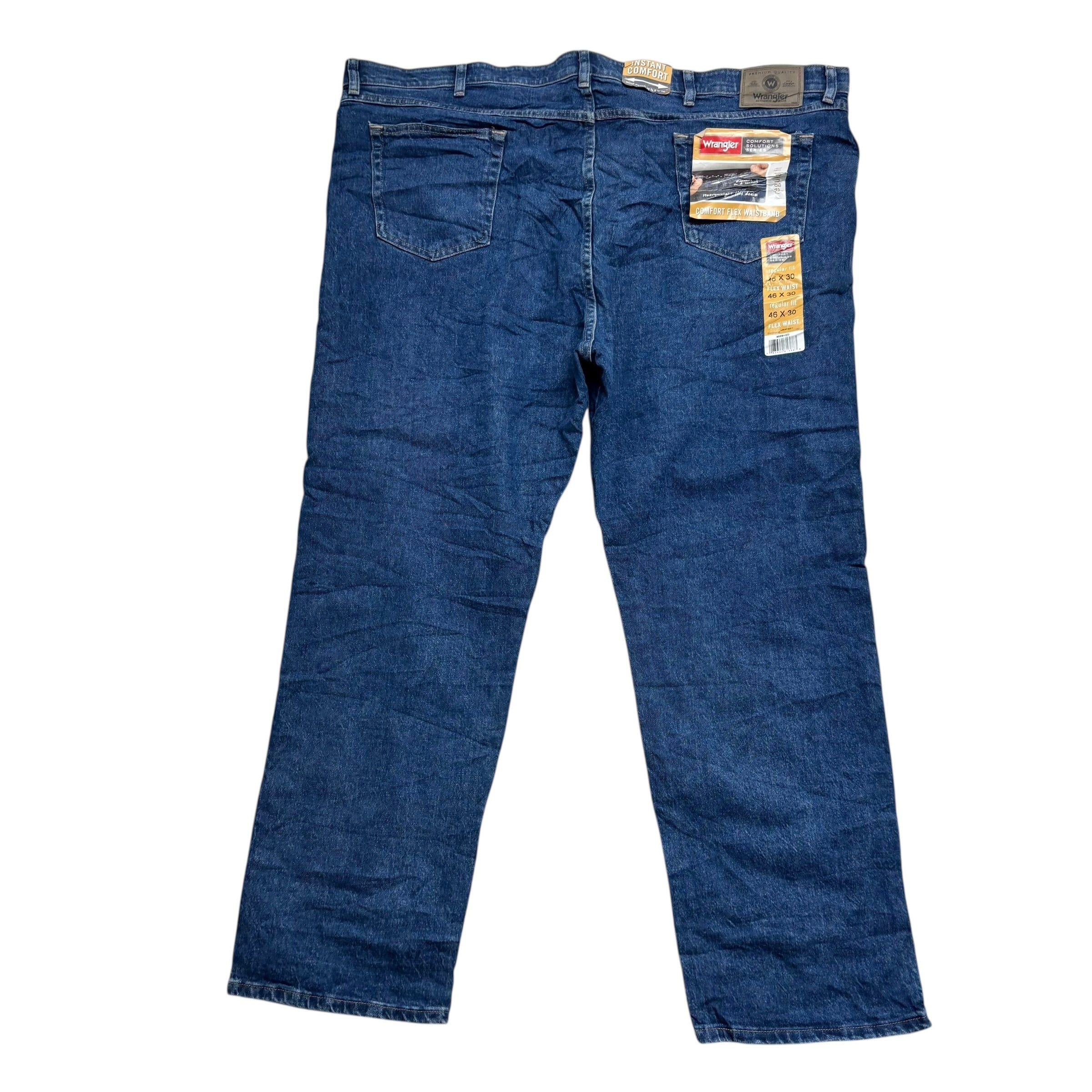 Wrangler Jeans W48 L30 Mens Mid Blue Regular Straight Fit Stretch Denim (E)