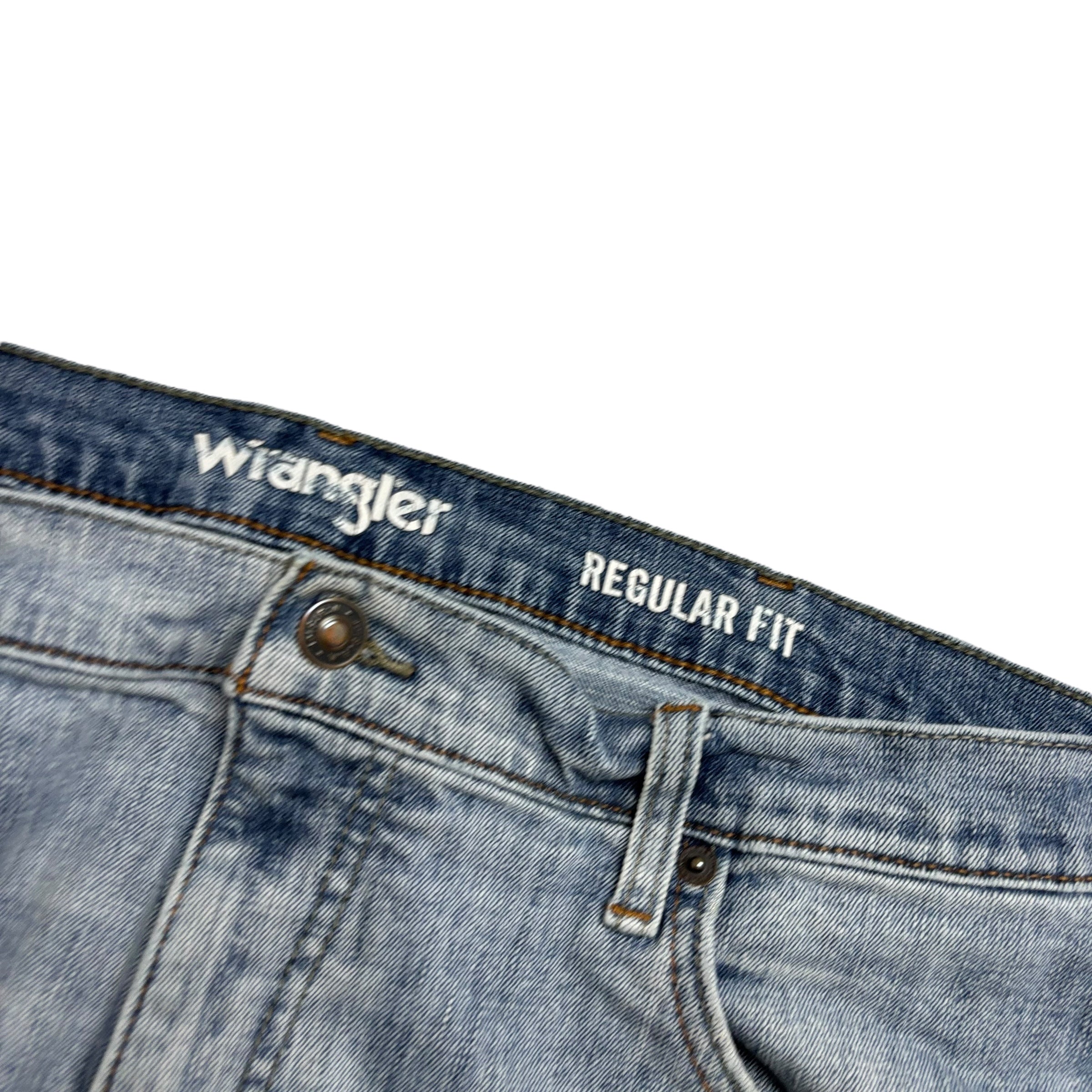 Wrangler Jeans W40 L30 Mens Mid Blue Regular Straight Fit Stretch Denim