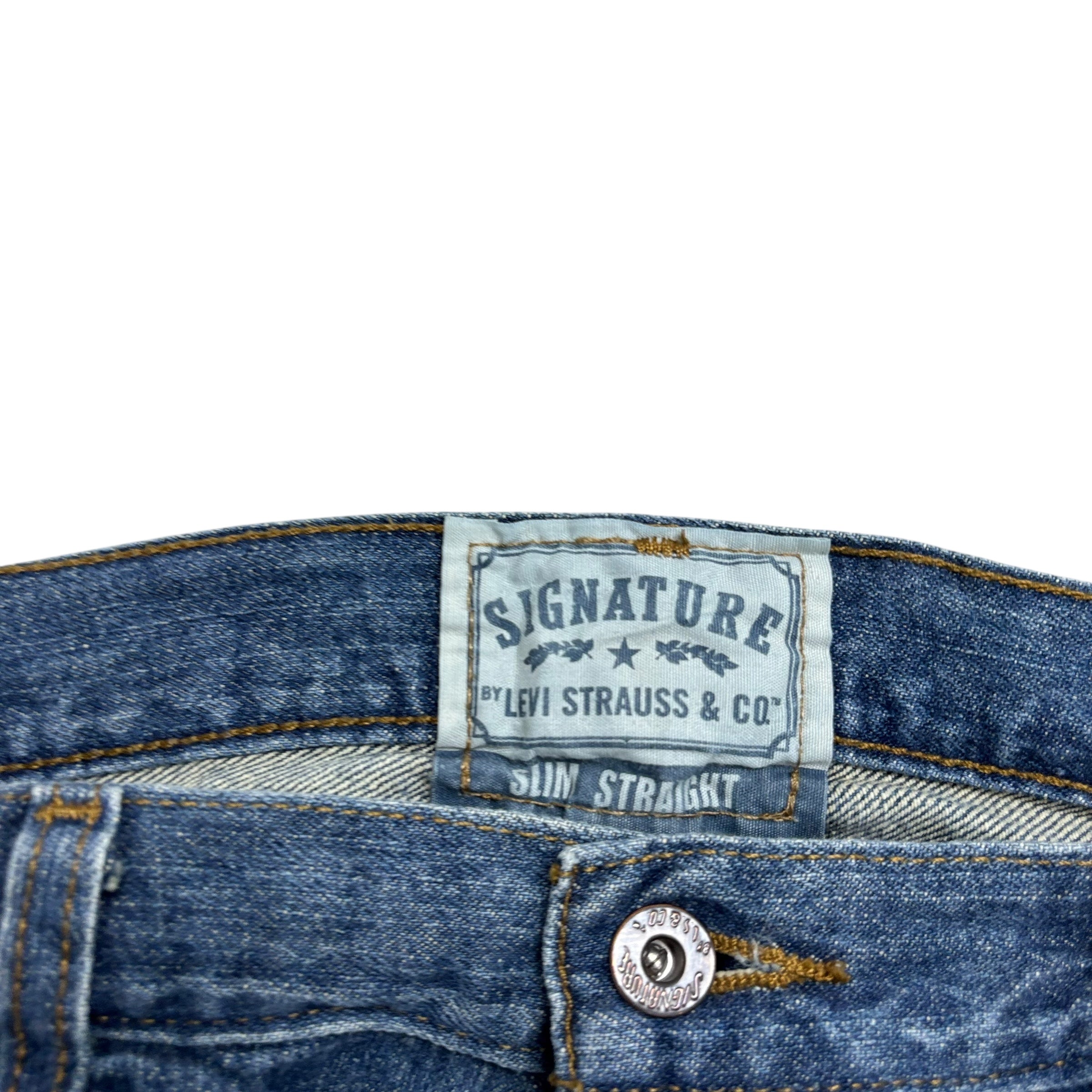 Levis Signature Jeans W36 L30 Mens Mid Blue Regular Straight Vintage Denim (E)