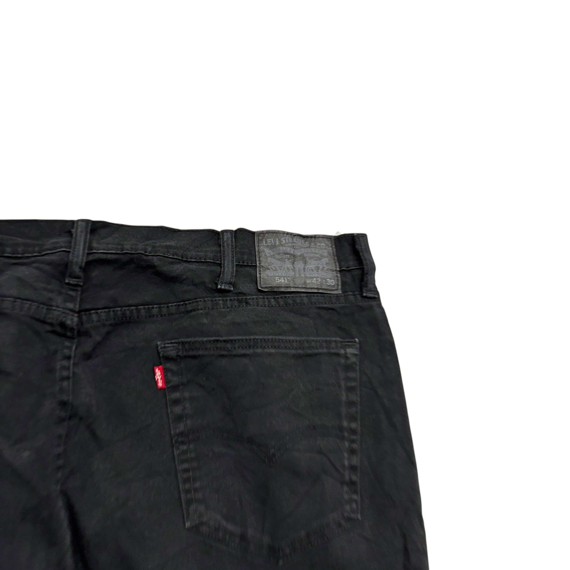 Levis 541 Jeans W42 L30 Mens Black Athletic Tapered Fit Stretch Denim (E)