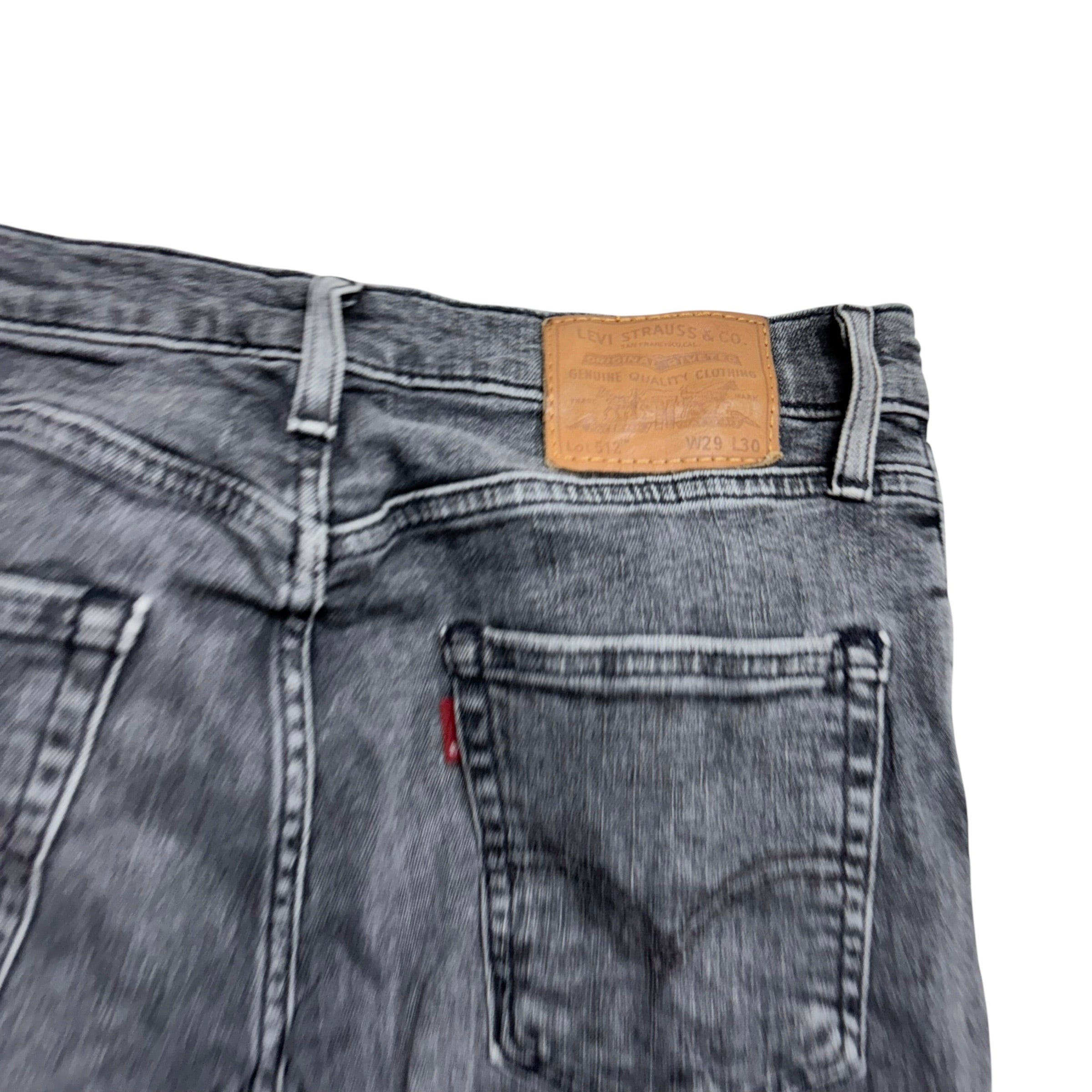 Levis 512 Jeans W29 L30 Mens Grey Slim Tapered Fit Stretch Premium Denim (E)