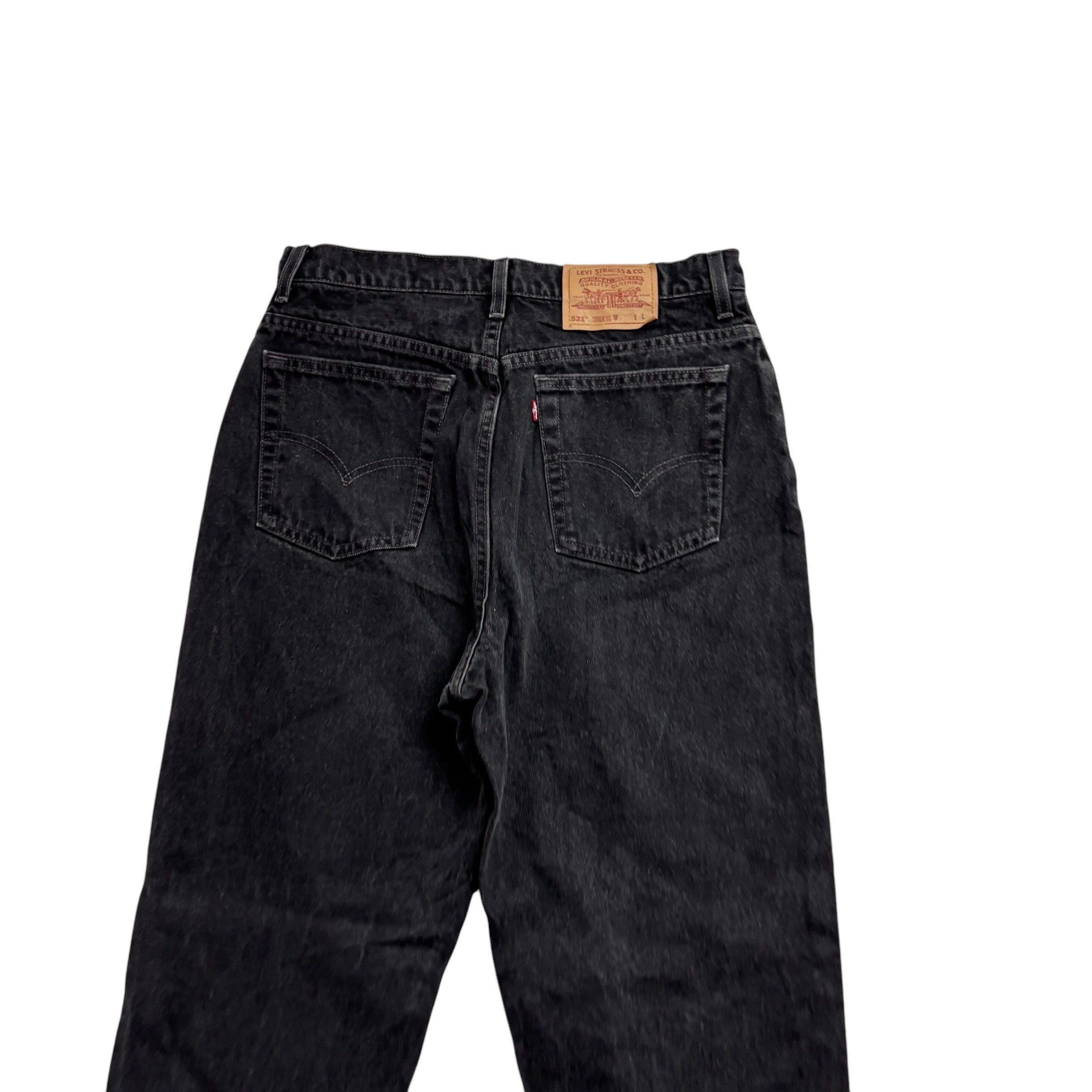 Levis 521 Jeans W32 L32 Womens Black Regular Taper Fit Made In USA Vintage Denim
