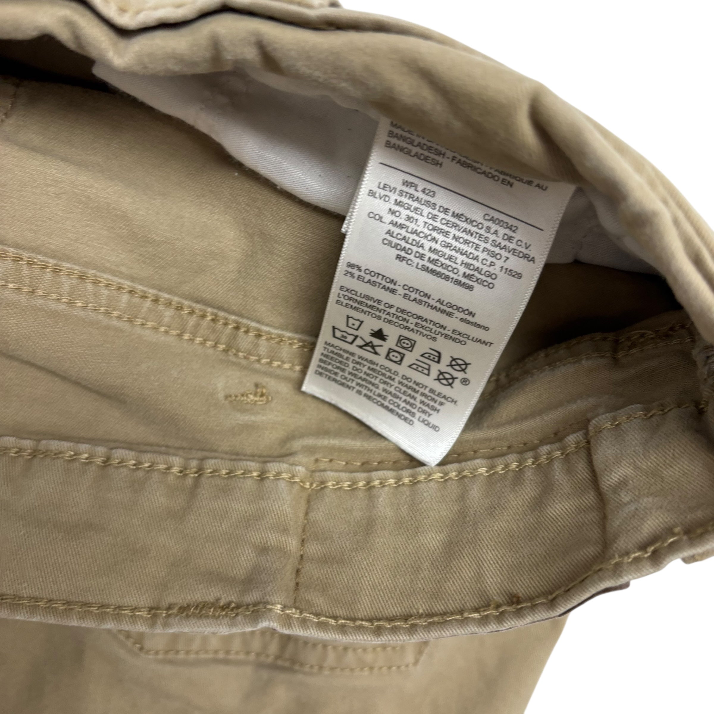 Levis Signature Trousers W38 L31 Mens Beige Athletic Straight Stretch Pants (E)