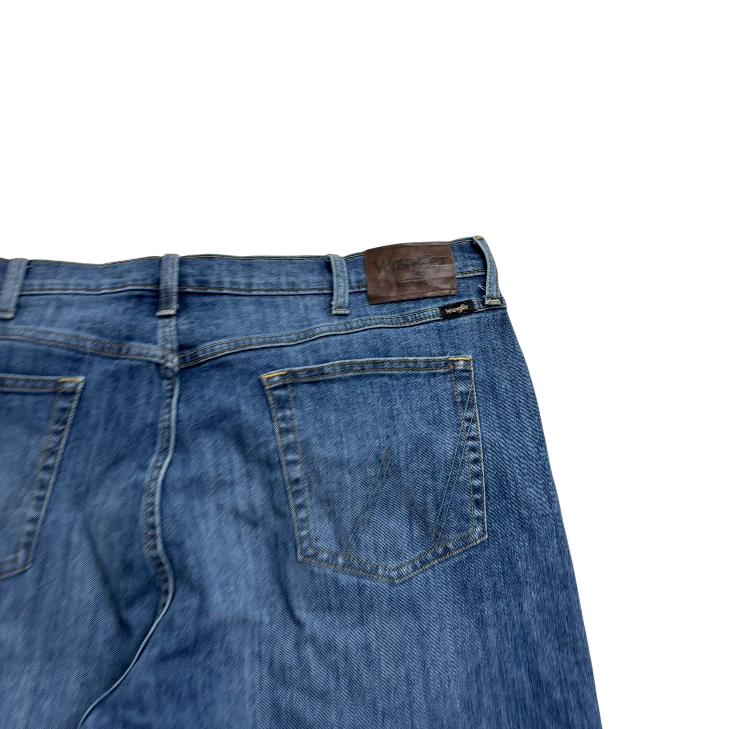 Wrangler Jeans W42 L30 Mens Mid Blue Relaxed Straight Fit Stretch Denim