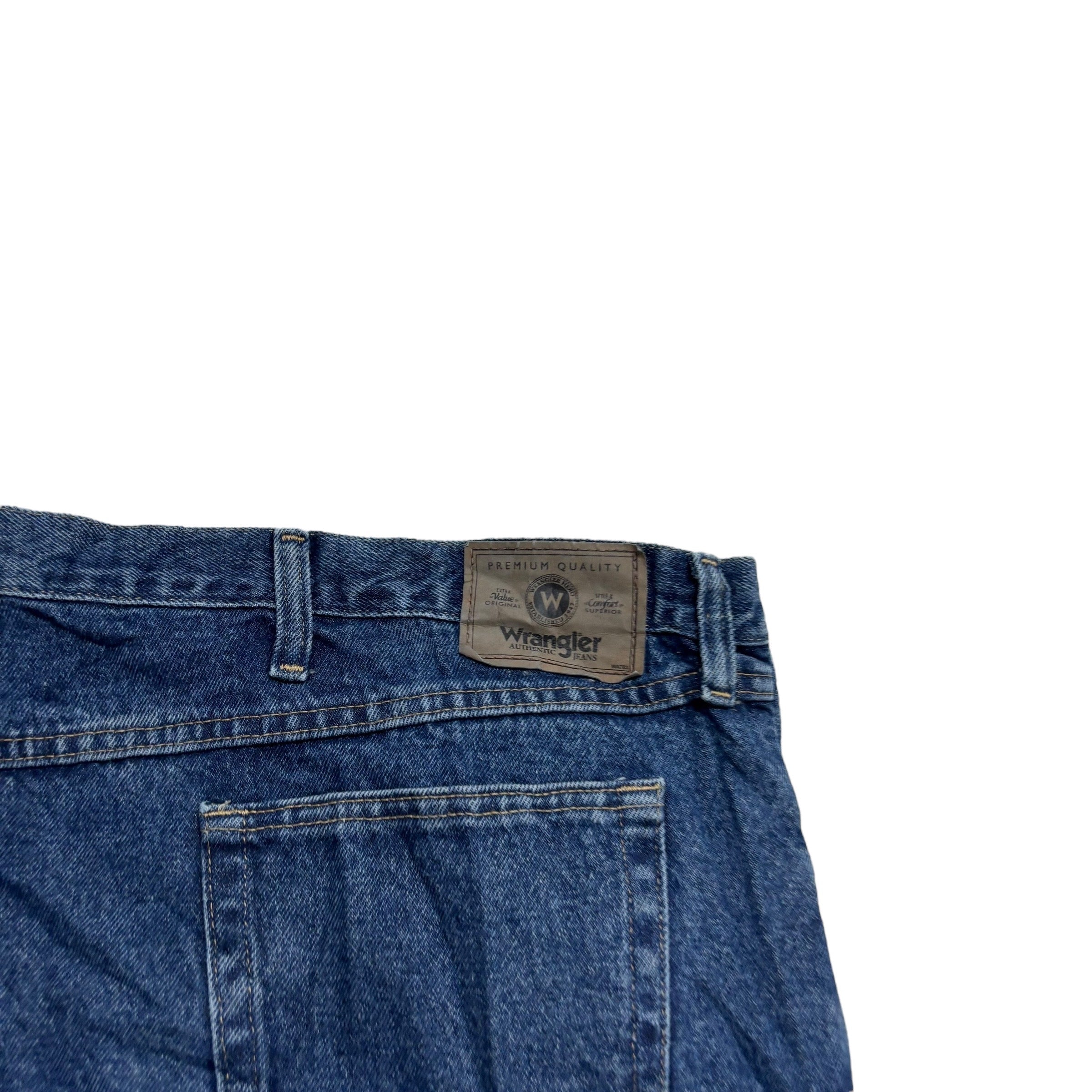 Wrangler Jeans W52 L30 Mens Mid Blue Relaxed Straight Fit Denim