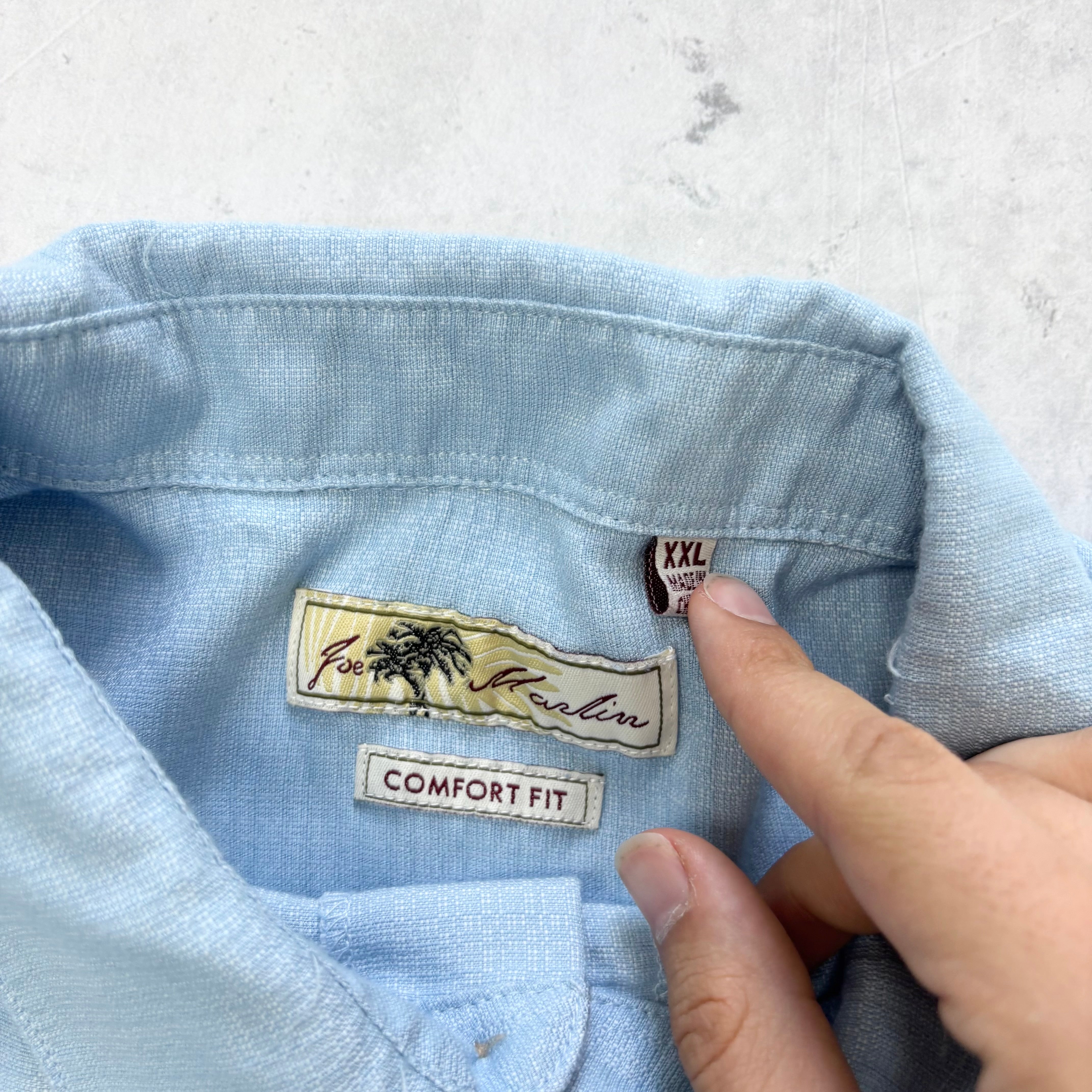 Vintage Shirt Mens XXL Blue Short Sleeve Rayon Blend Relaxed Fit (E)