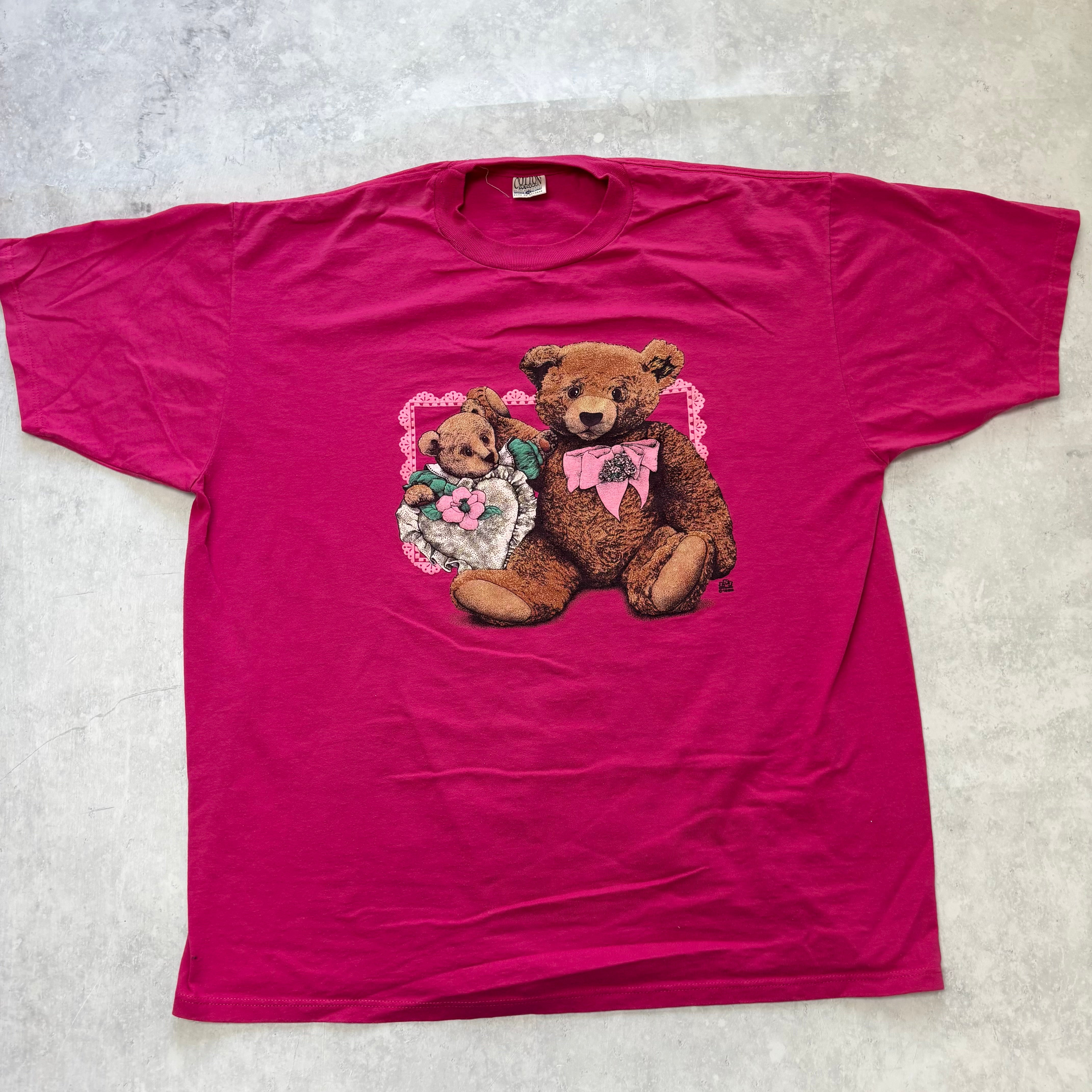 Vintage T Shirt Mens XXL Pink Graphic Print 90s Teddy Bears (E)