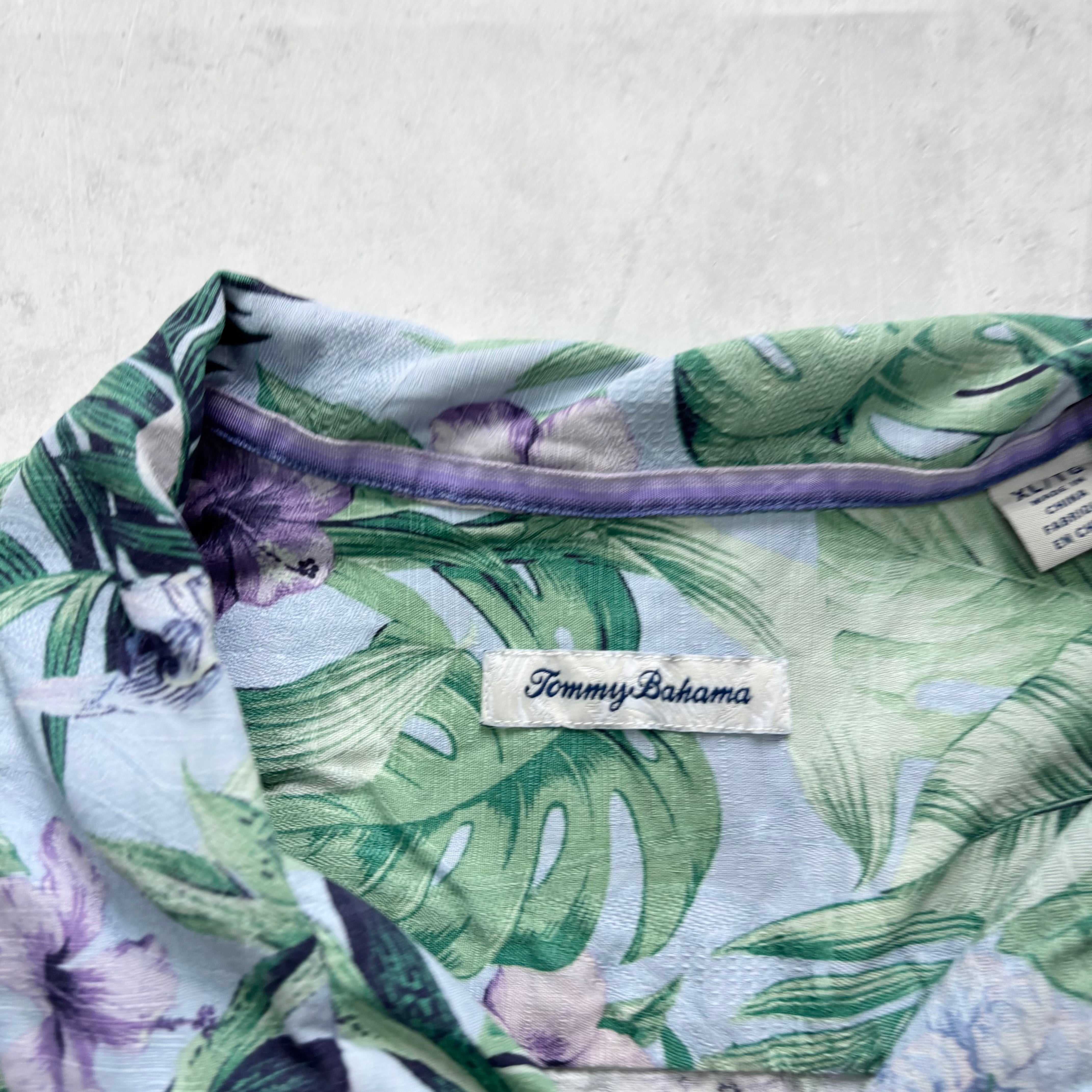 Tommy Bahama Hawaiian Shirt Mens XL Multi Floral Aloha Short Sleeve Silk