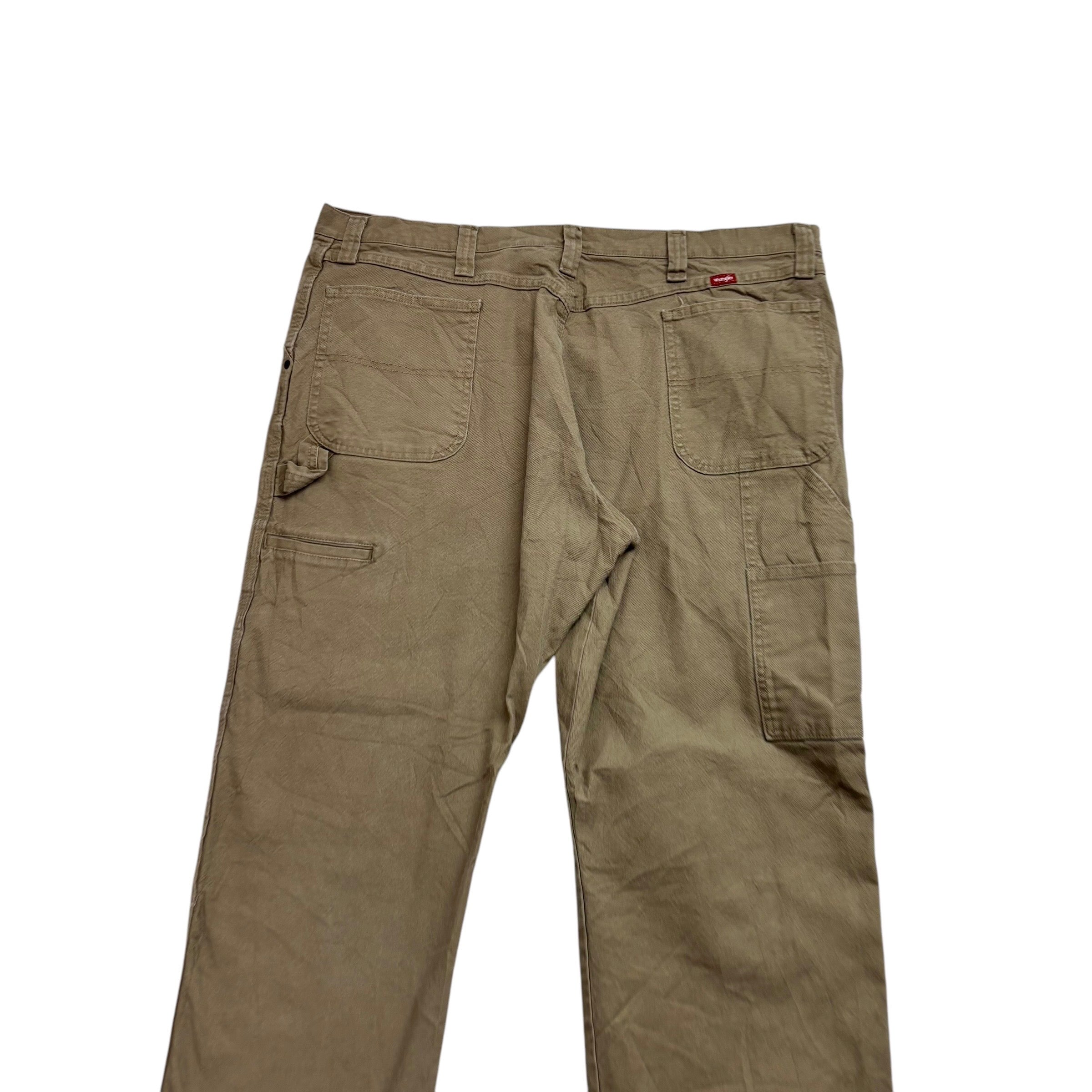 Wrangler Carpenter Pants W42 L32 Mens Khaki Relaxed Fit Stretch Trousers (E)