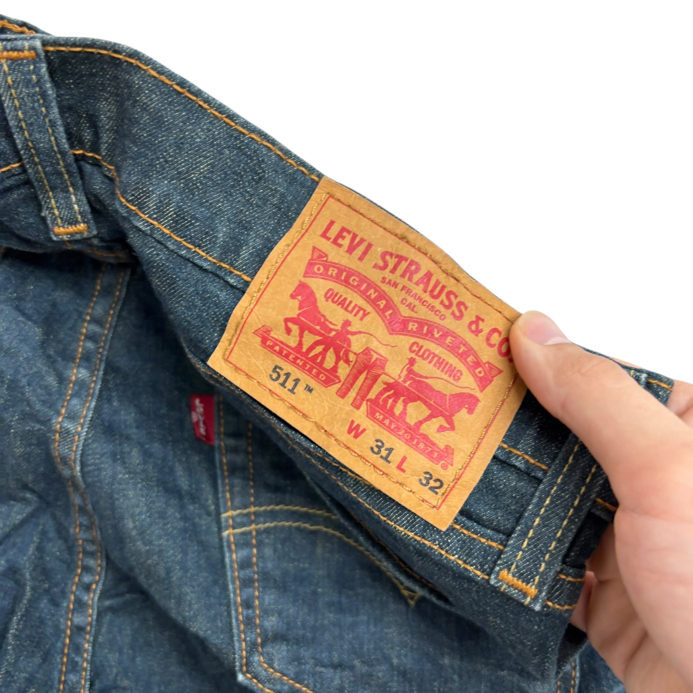 Levis 511 Jeans W31 L32 Mens Dark Blue Slim Fit Stretch Denim (E)