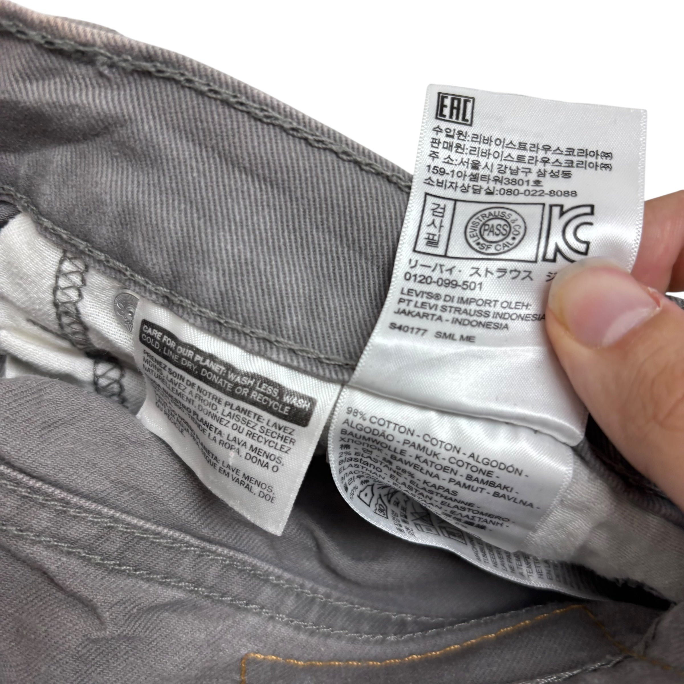 Levis 513 Jeans W36 L30 Mens Grey Slim Straight Fit Stretch Denim (E)