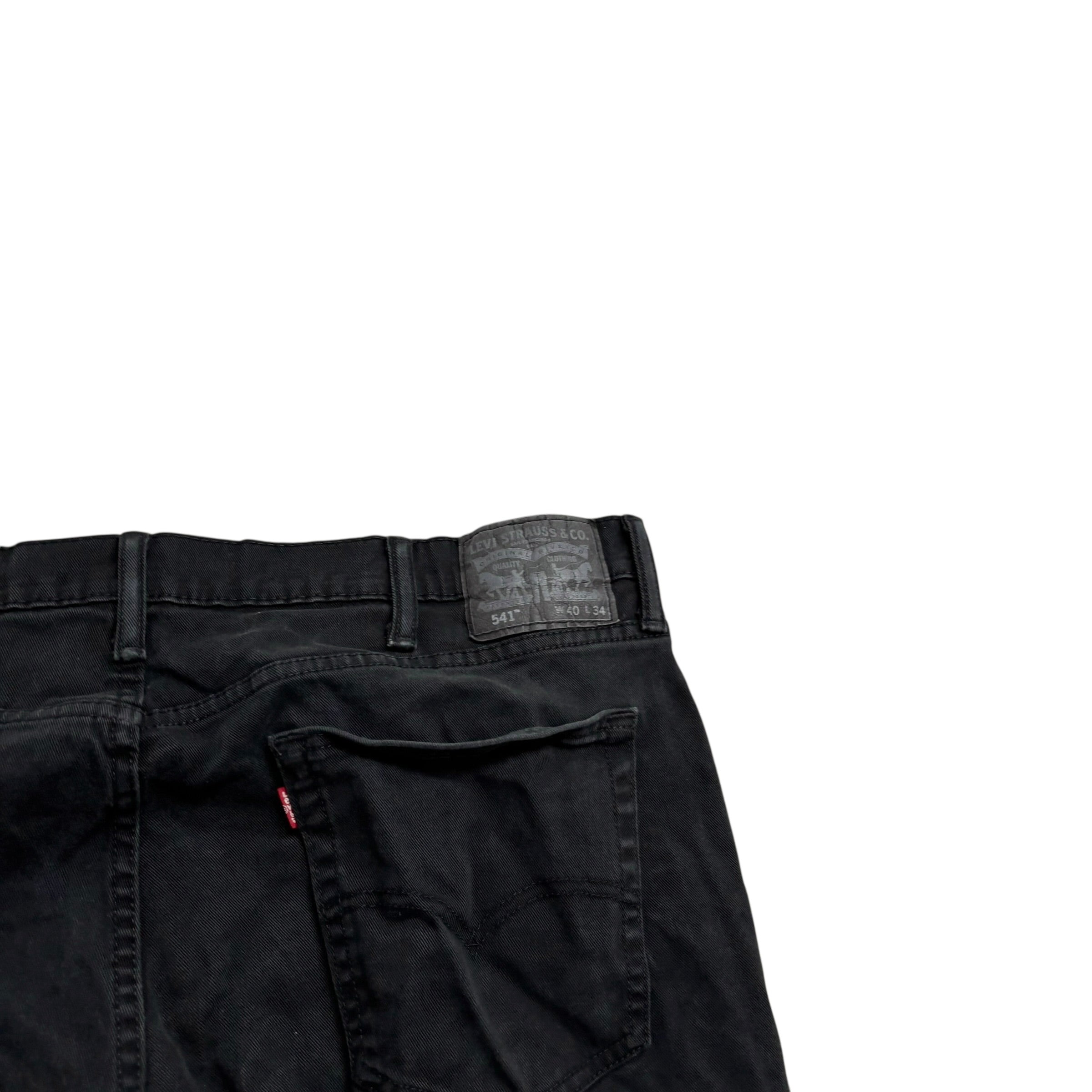 Levis 541 Jeans W40 L34 Mens Black Athletic Tapered Fit Stretch Denim