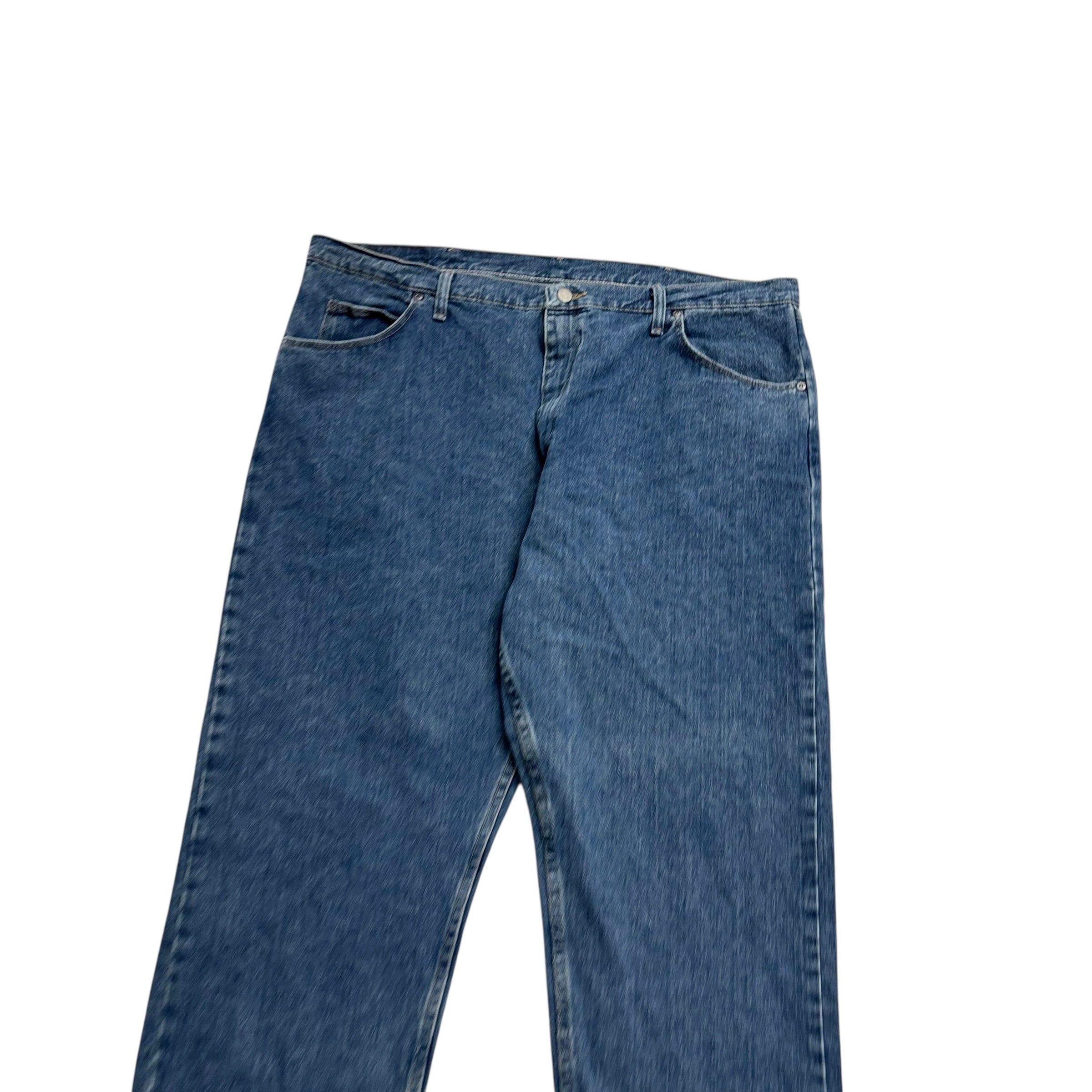 Wrangler Jeans W42 L30 Mens Mid Blue Relaxed Straight Fit Vintage Denim (E)