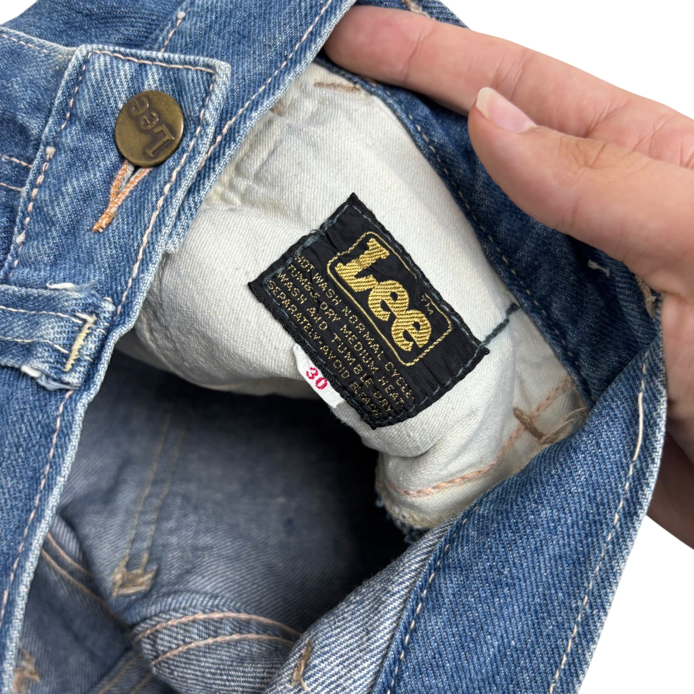 Lee Jeans W29 L33 Mens Mid Blue Regular Bootcut Fit Vintage 80s Denim